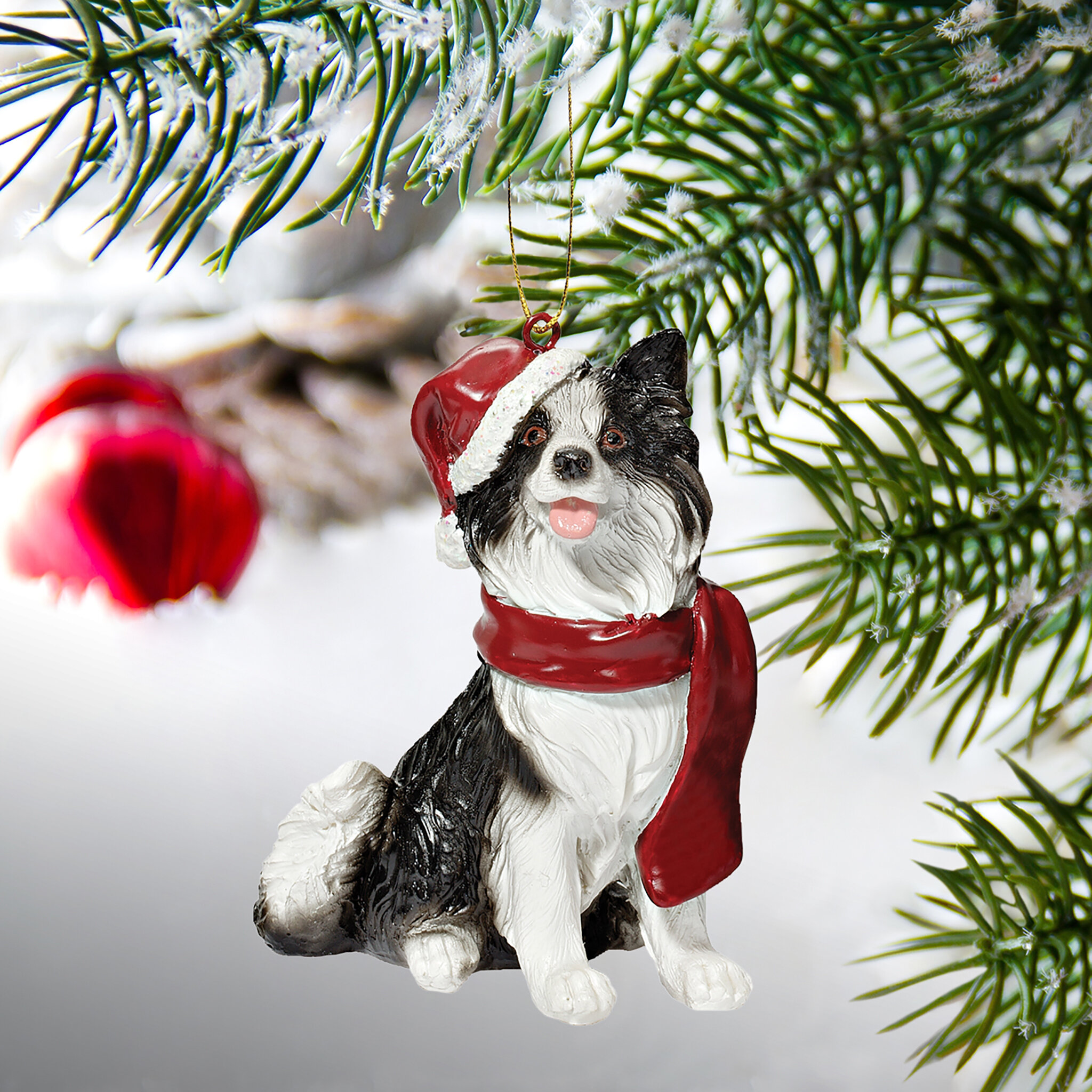 Design Toscano Border Collie Holiday Dog Ornament Sculpture & Reviews