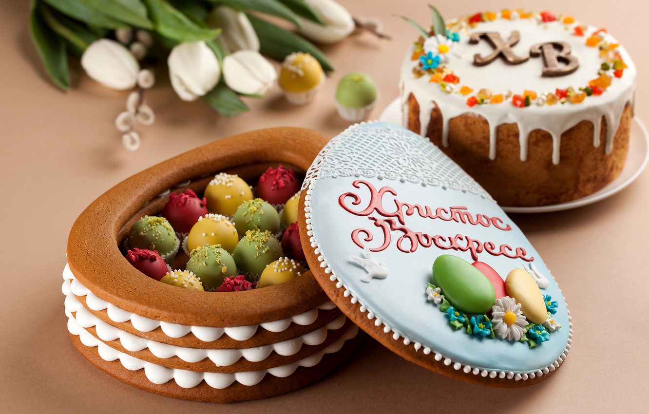 Wallpaper flowers, Easter, dessert, cake, Verba, cakes image for desktop, section праздники
