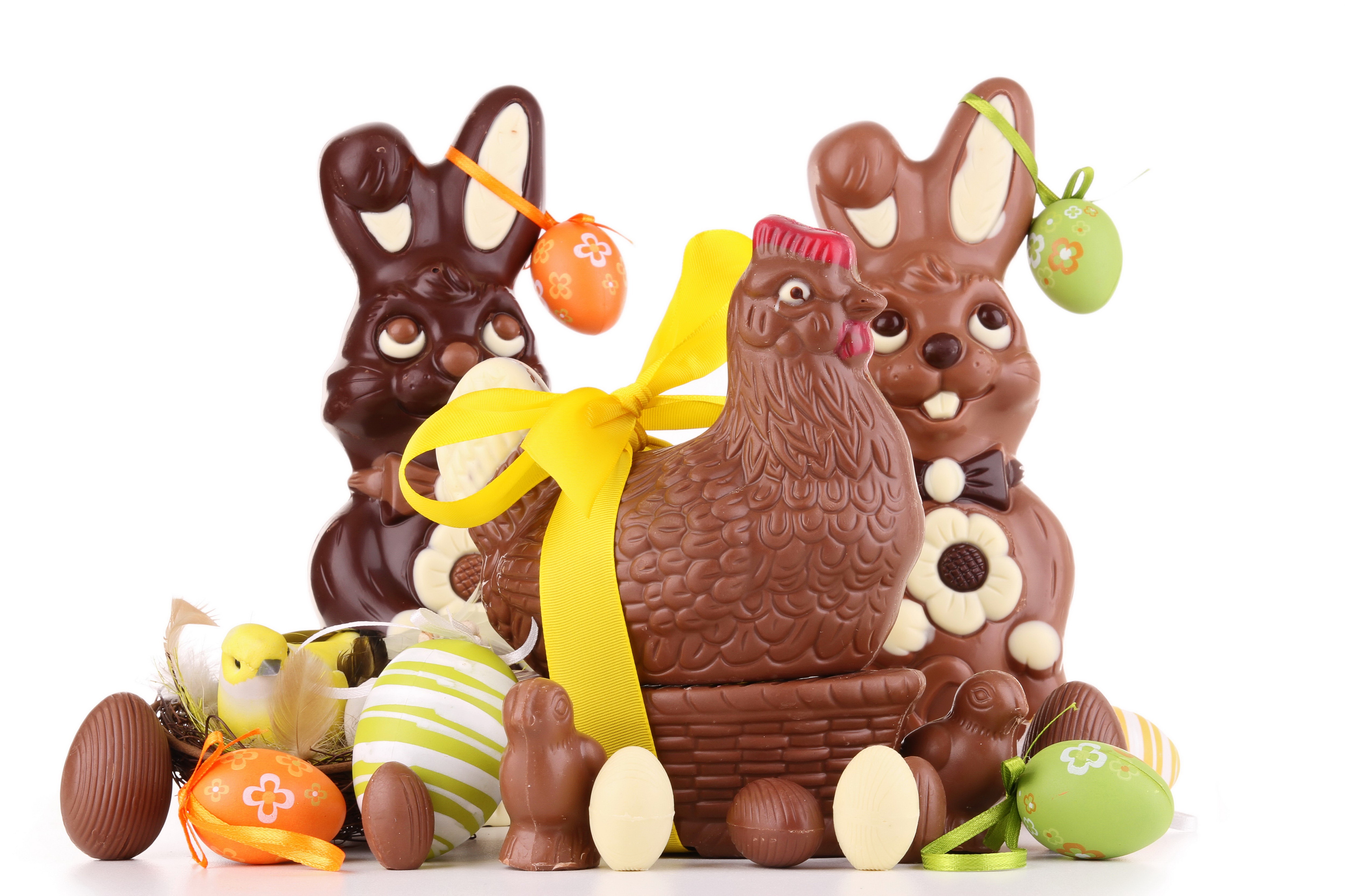 4K, 5K, Holidays, Easter, Sweets, Chocolate, Chicken, Rabbits, Eggs Gallery HD Wallpaper