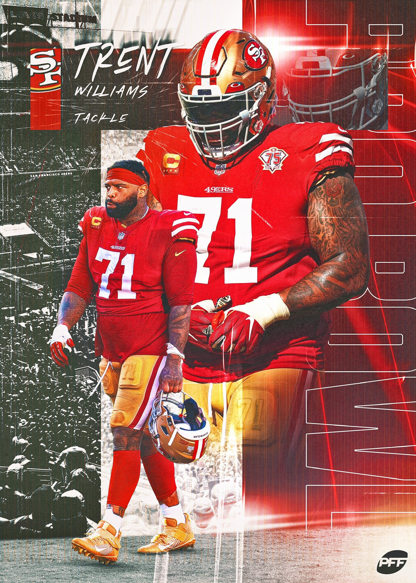 Trent Williams, safety, San Francisco 49ers, american football, NFL, red  neon lights, HD wallpaper