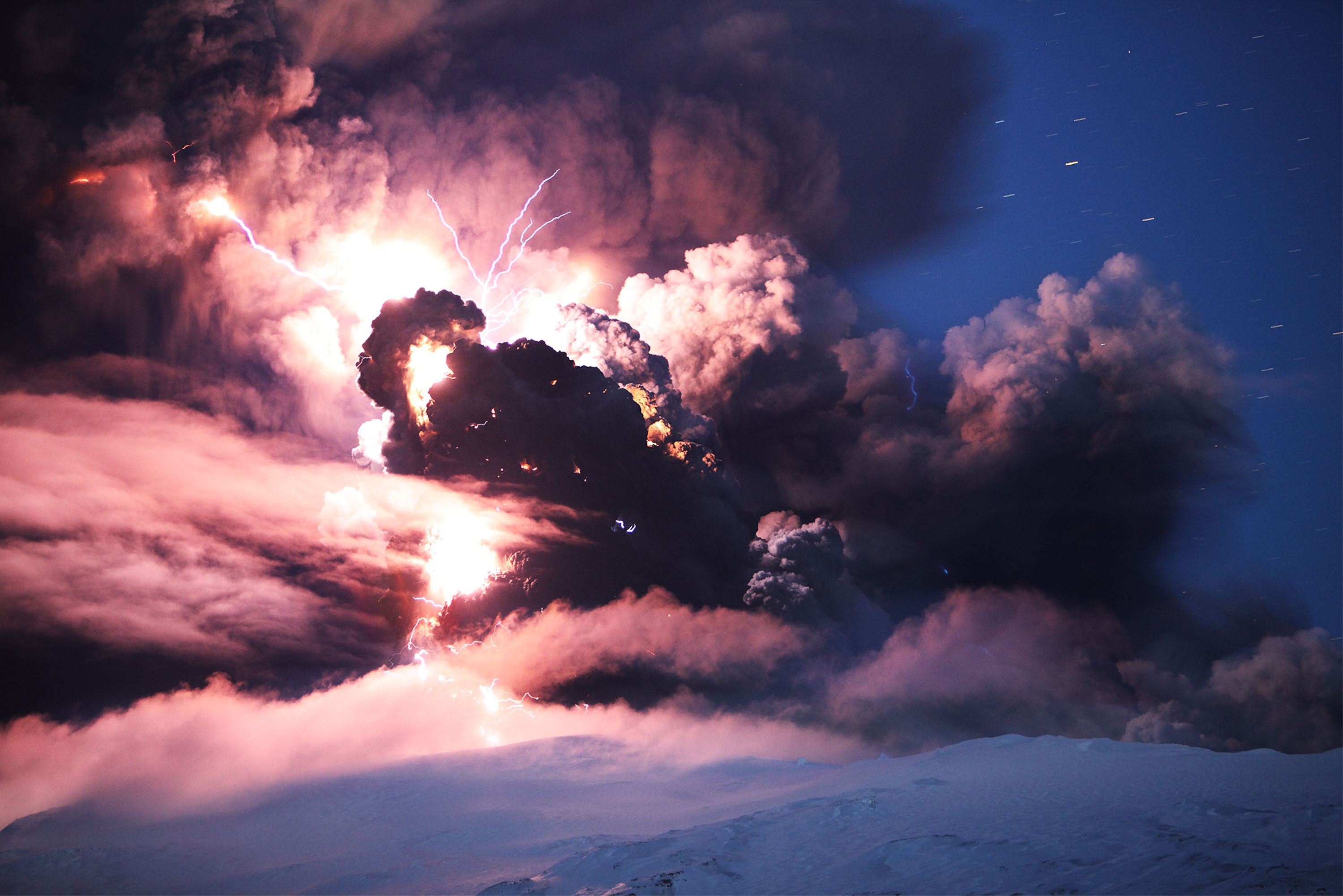 lightning, volcano, eruption, clouds, storm Gallery HD Wallpaper