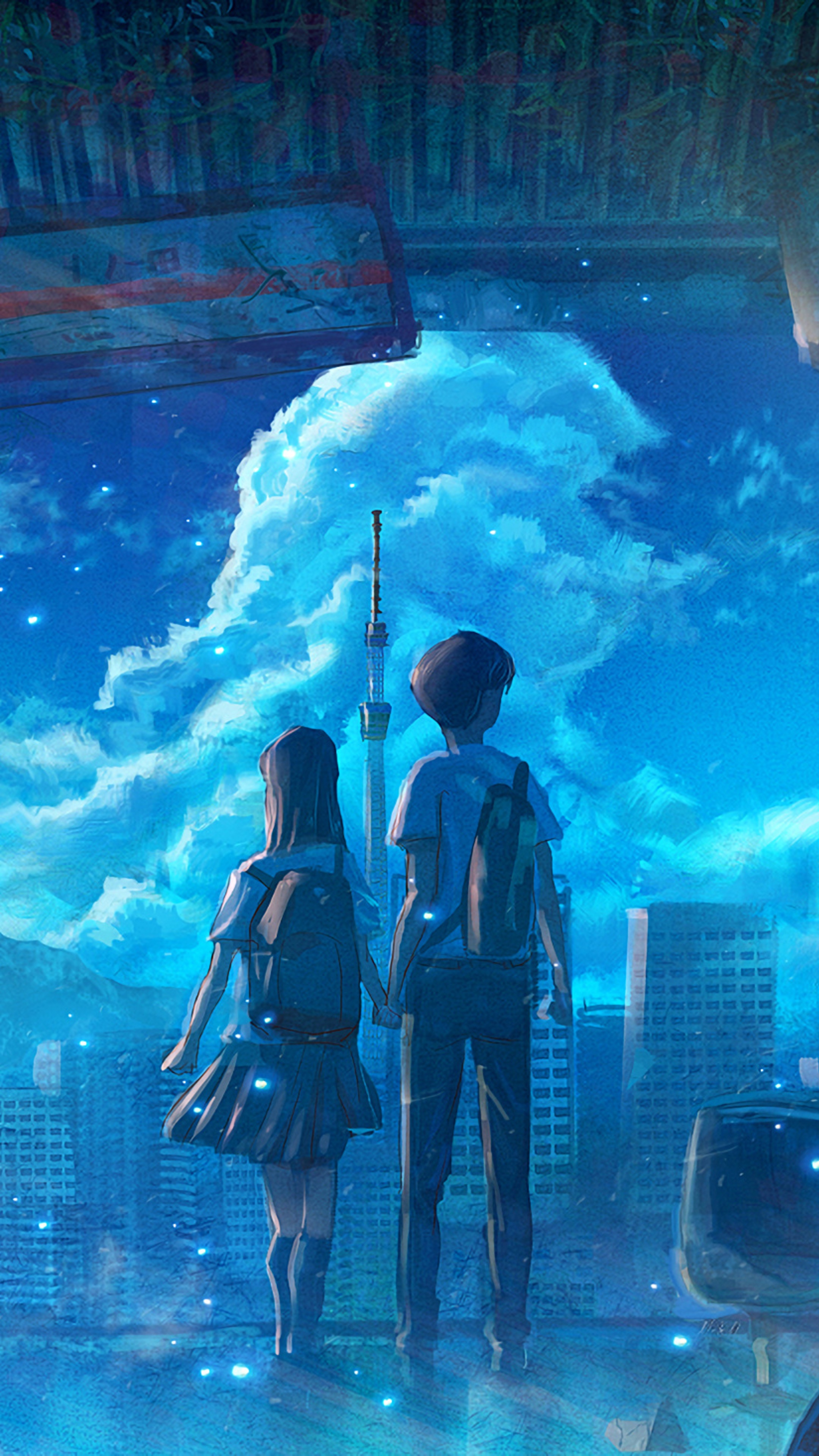 anime couple, anime girl, anime boy, artist, artwork, digital art, hd, pixiv Gallery HD Wallpaper