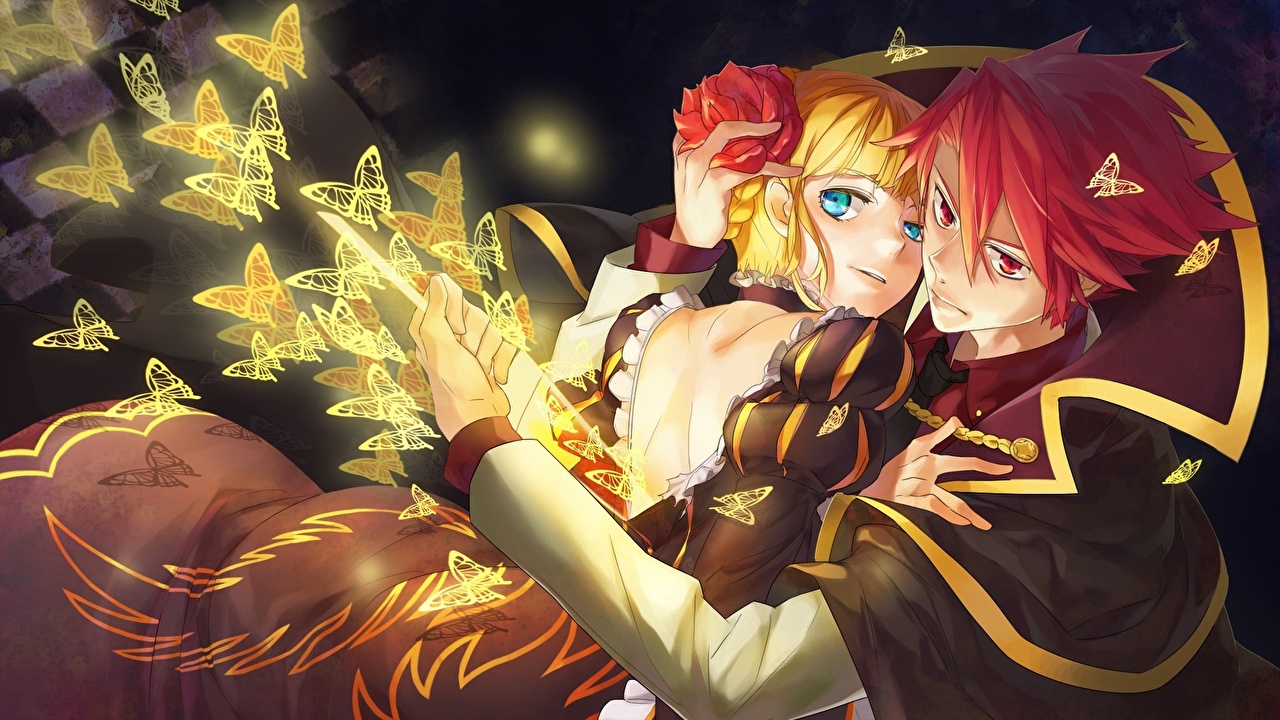 Wallpaper butterfly Couples in love teenage guy Love Girls Anime