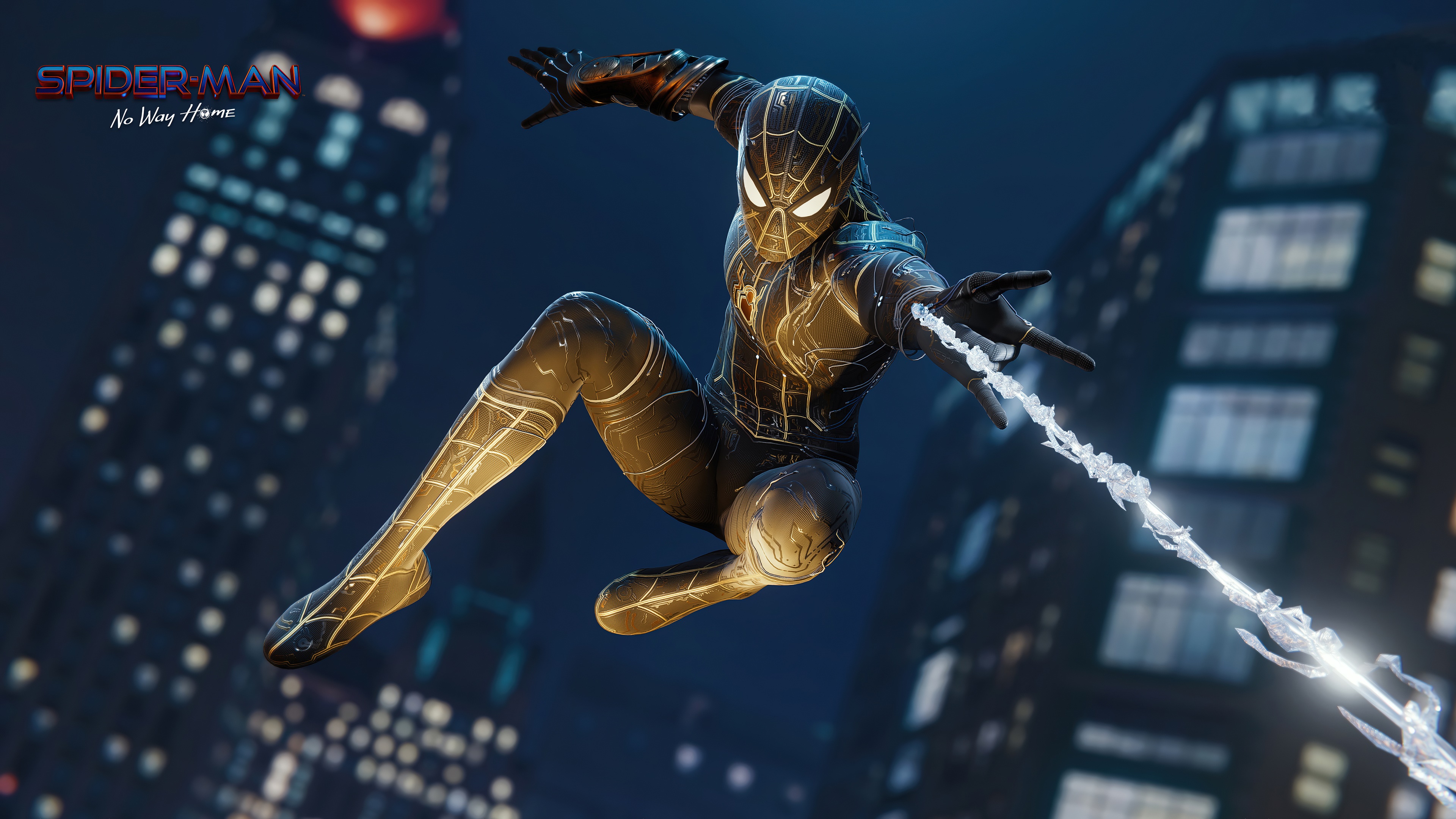 spiderman no way home, black gold, suit, ps5, game, 4k, HD Wallpaper