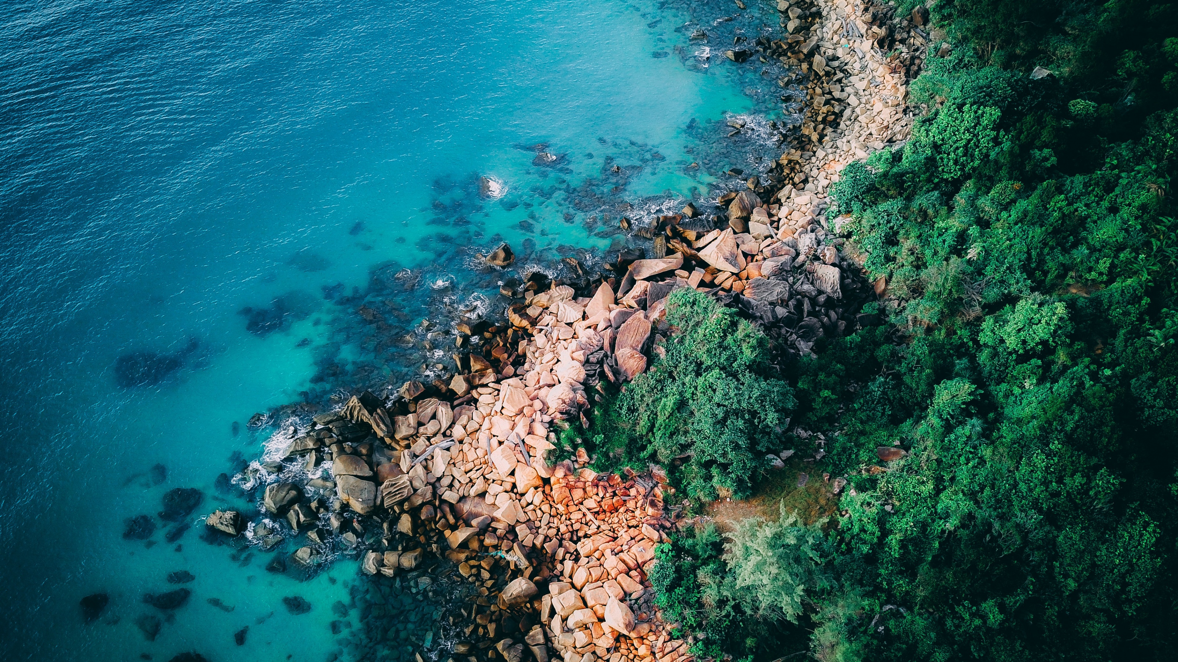 Seashore Wallpaper 4K, Coastline, Rocks, Nature
