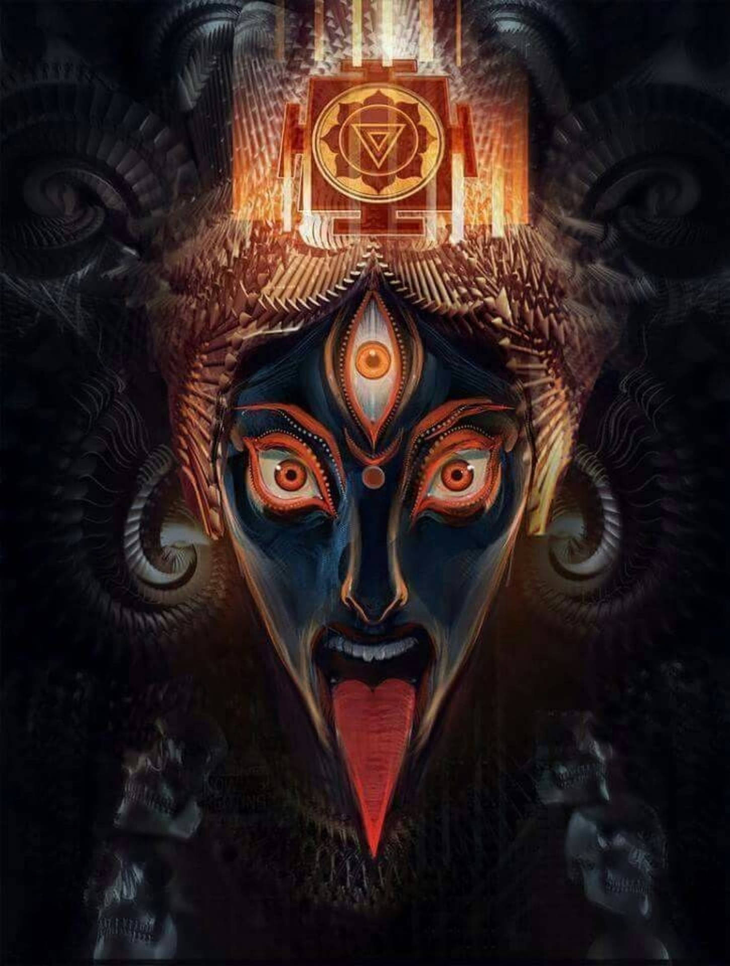 Download Goddess Kali Black Painting Wallpaper