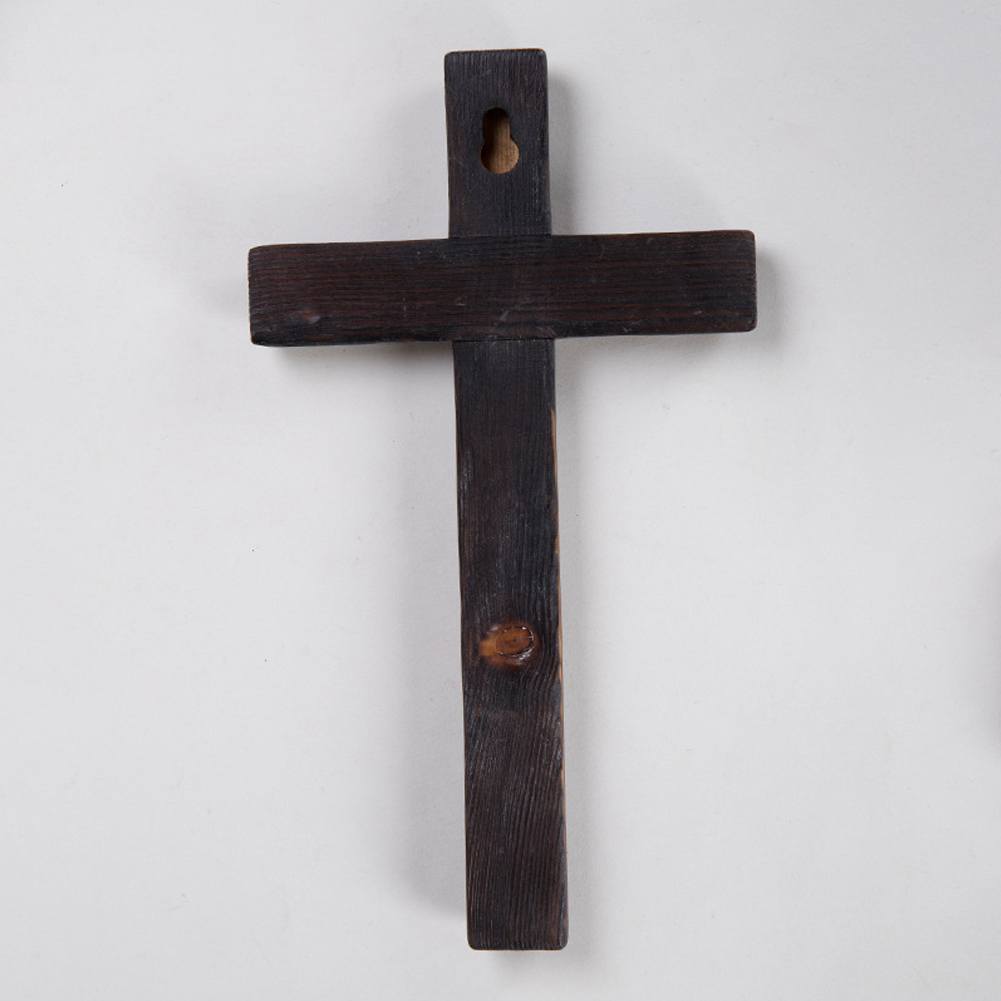 Jaspee Christian Catholic Wooden Cross Solid Black Cross 6.3*11, Can Be Hung On The Wall