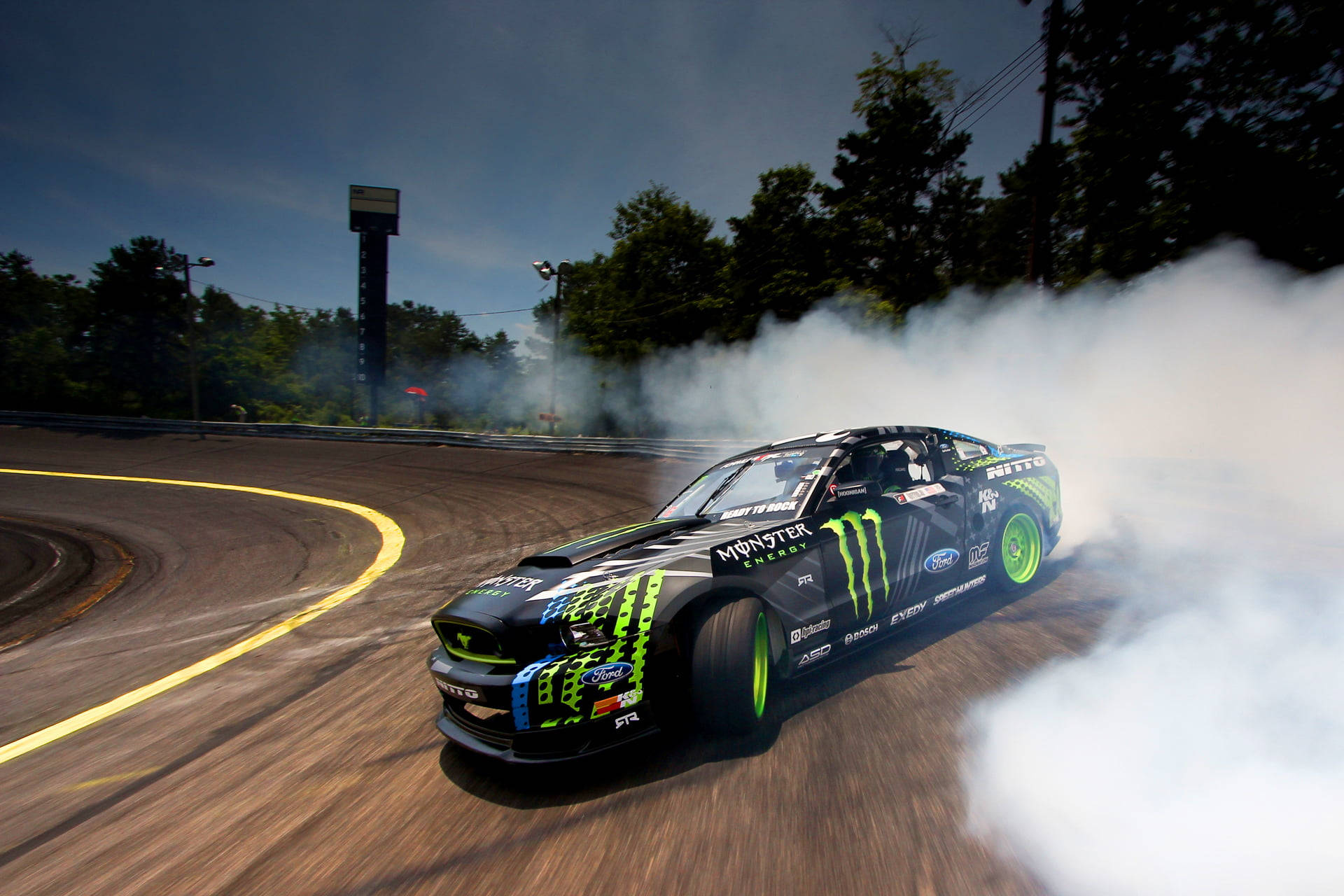 Download Drift Cars Monster Energy Ford Mustang Wallpaper