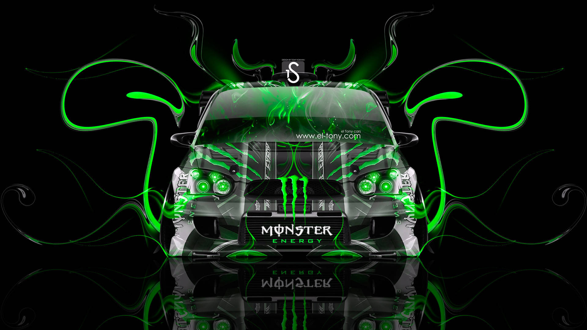 Download Green And Black Monster Energy Car Wallpaper