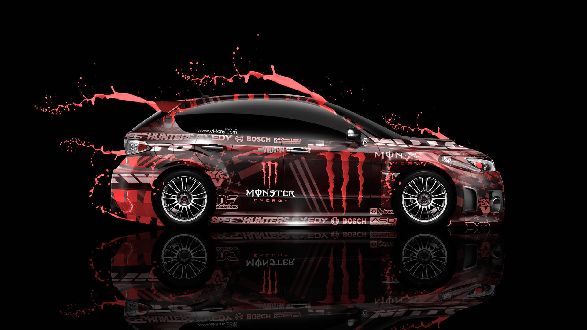 Download Red And Black Monster Energy Car Wallpaper