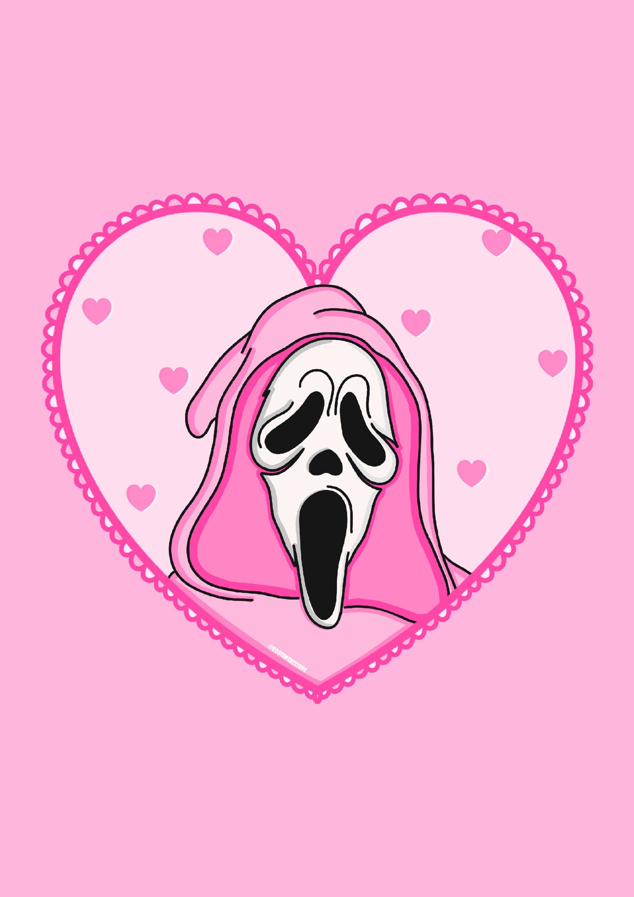 Pink Ghostface Scream Inspired Print Halloween Decor Horror