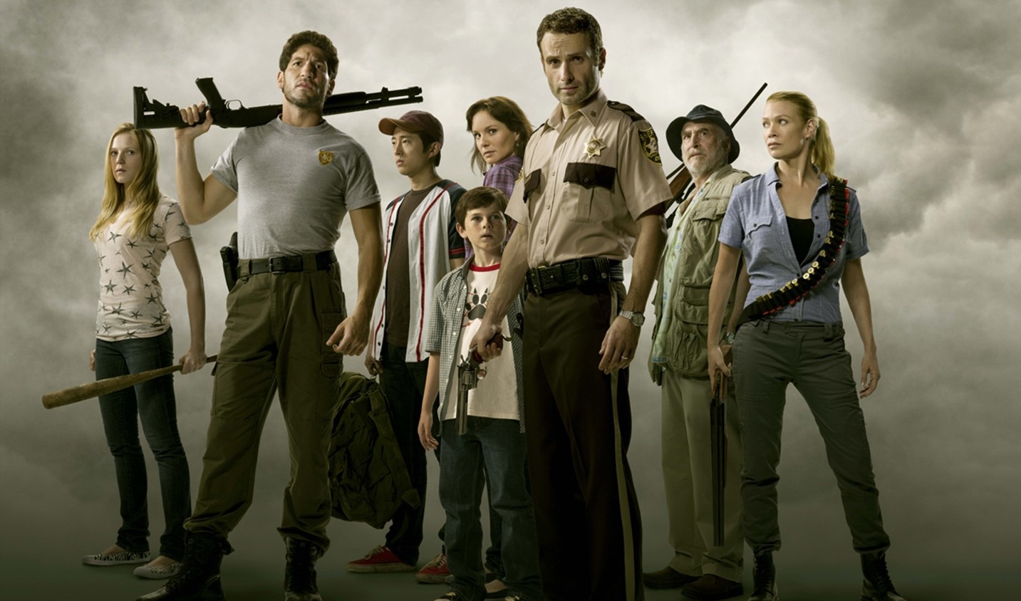 people, The Walking Dead, Rick Grimes, Daryl Dixon, Maggie Greene, Andrea, Glenn Rhee, Lori Grimes, Carl Grimes, Shane Walsh, Dale Horvath, screenshot, musical theatre, social group Gallery HD Wallpaper