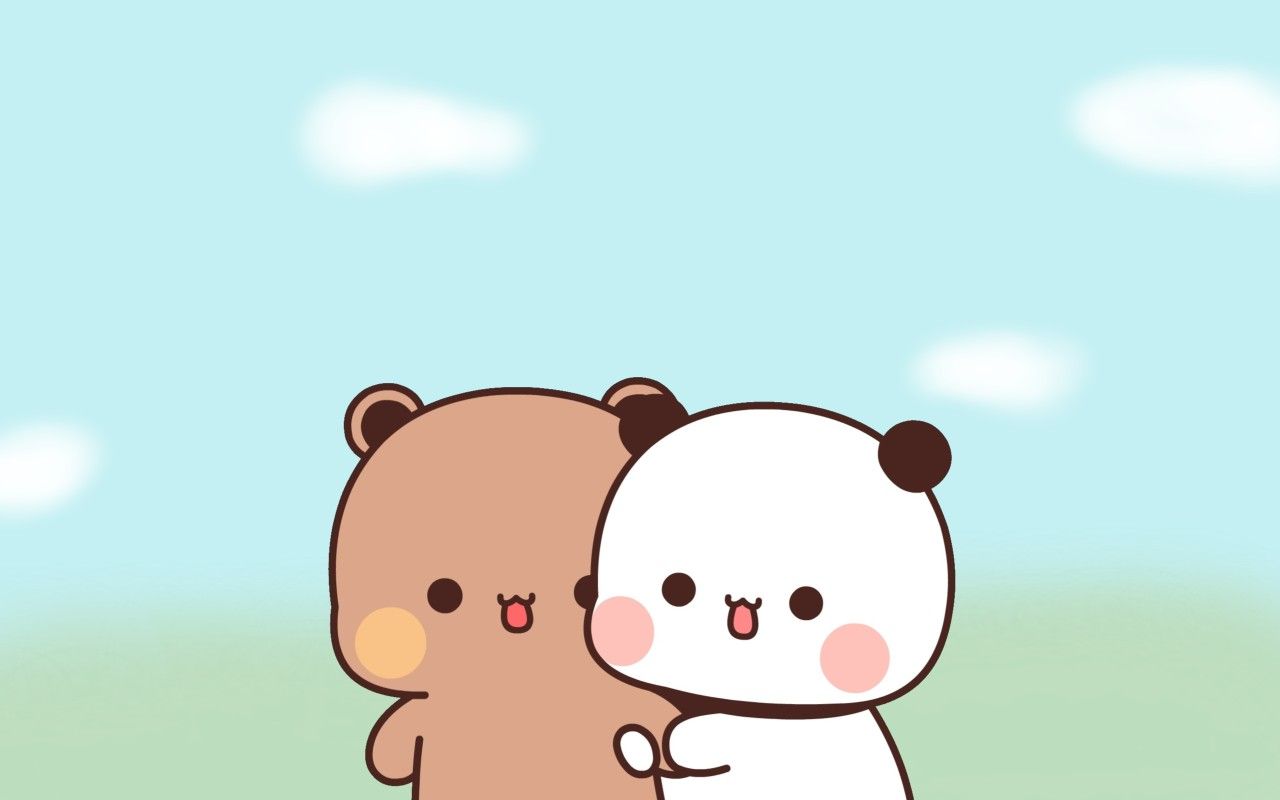 Bear and Panda. Kartu lucu, Ilustrasi lucu, Kartun
