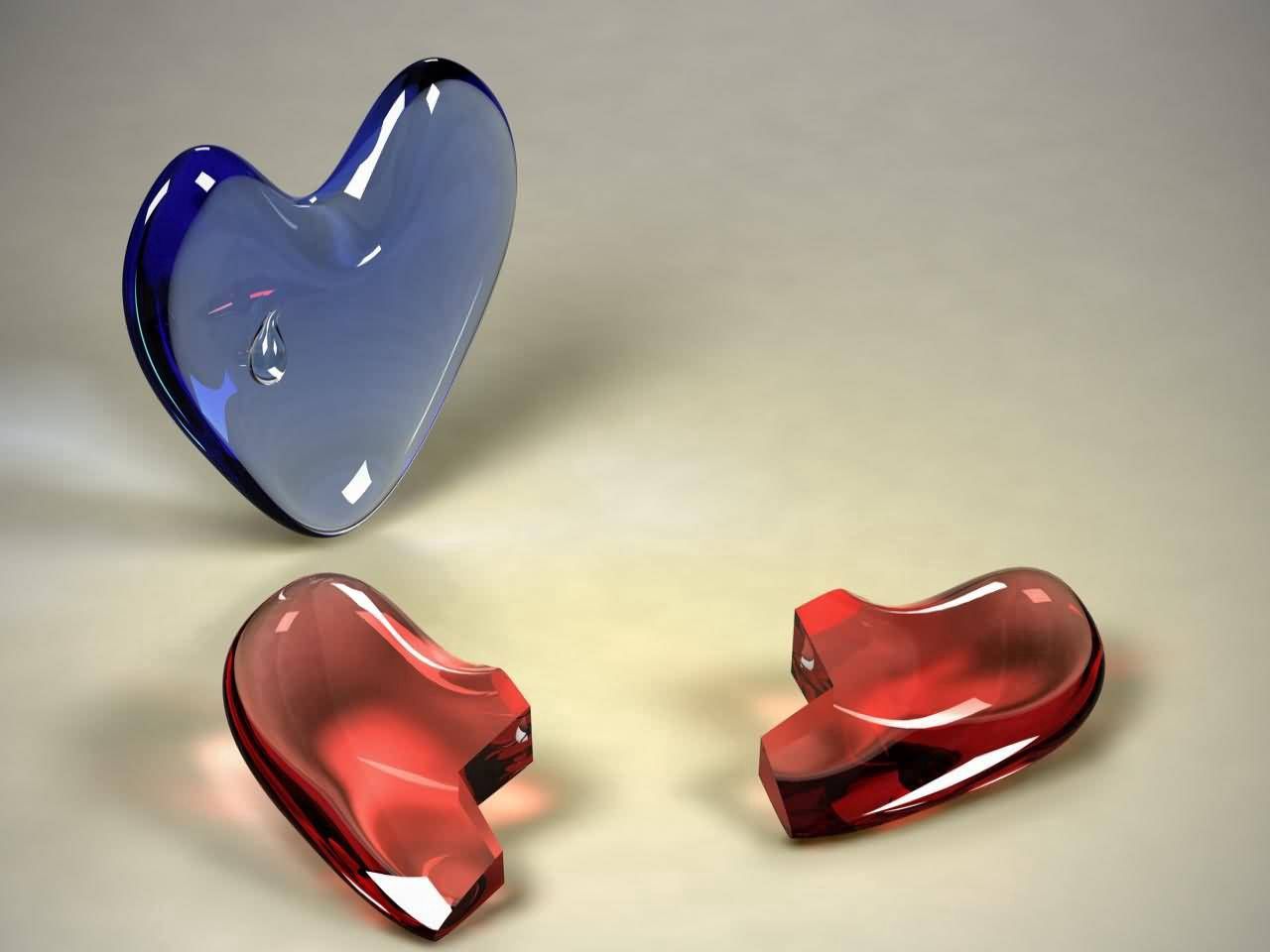 Download wallpaper 1280x960 heart, couple, glass, crack, split standard 4:3 HD background