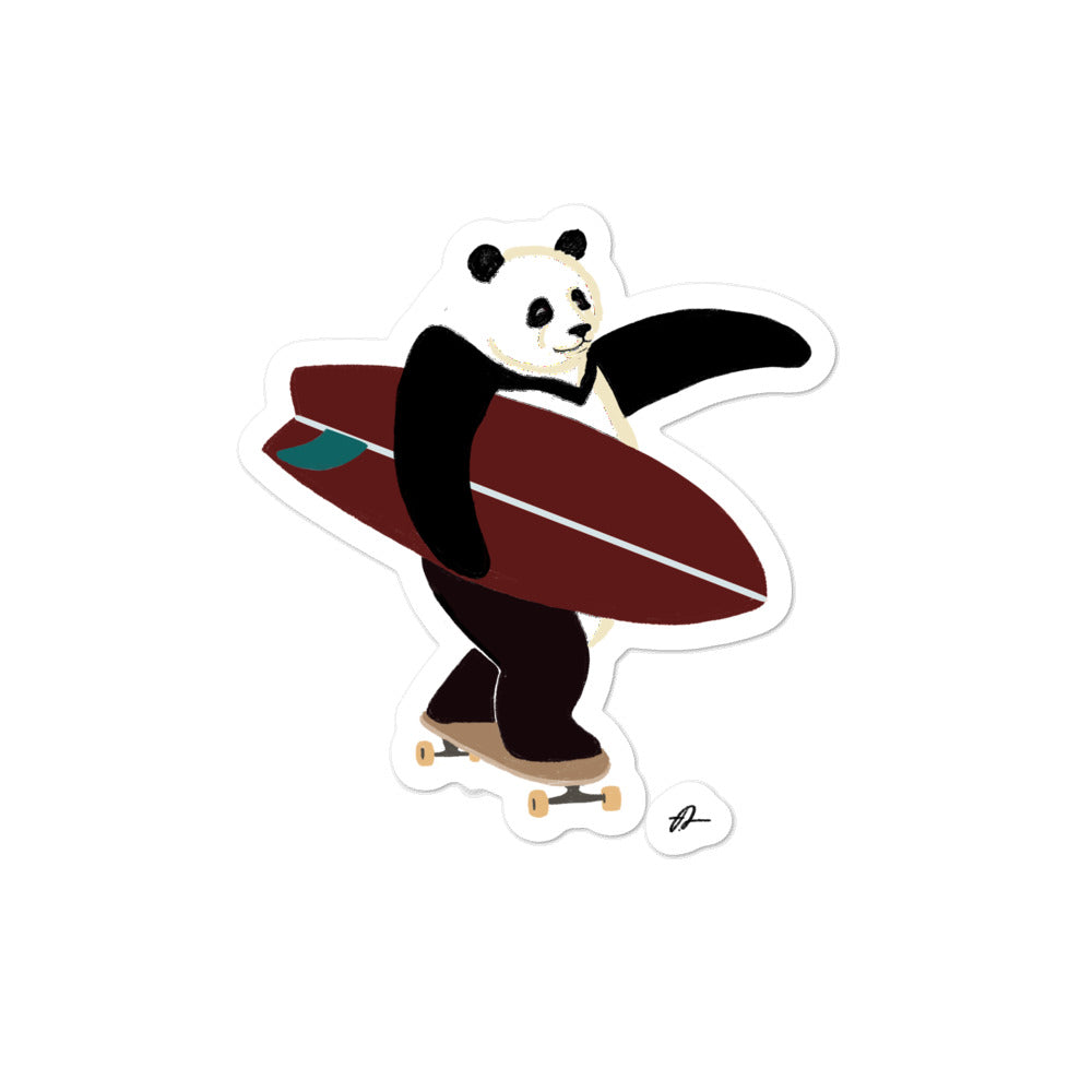 Surfing Panda Sticker
