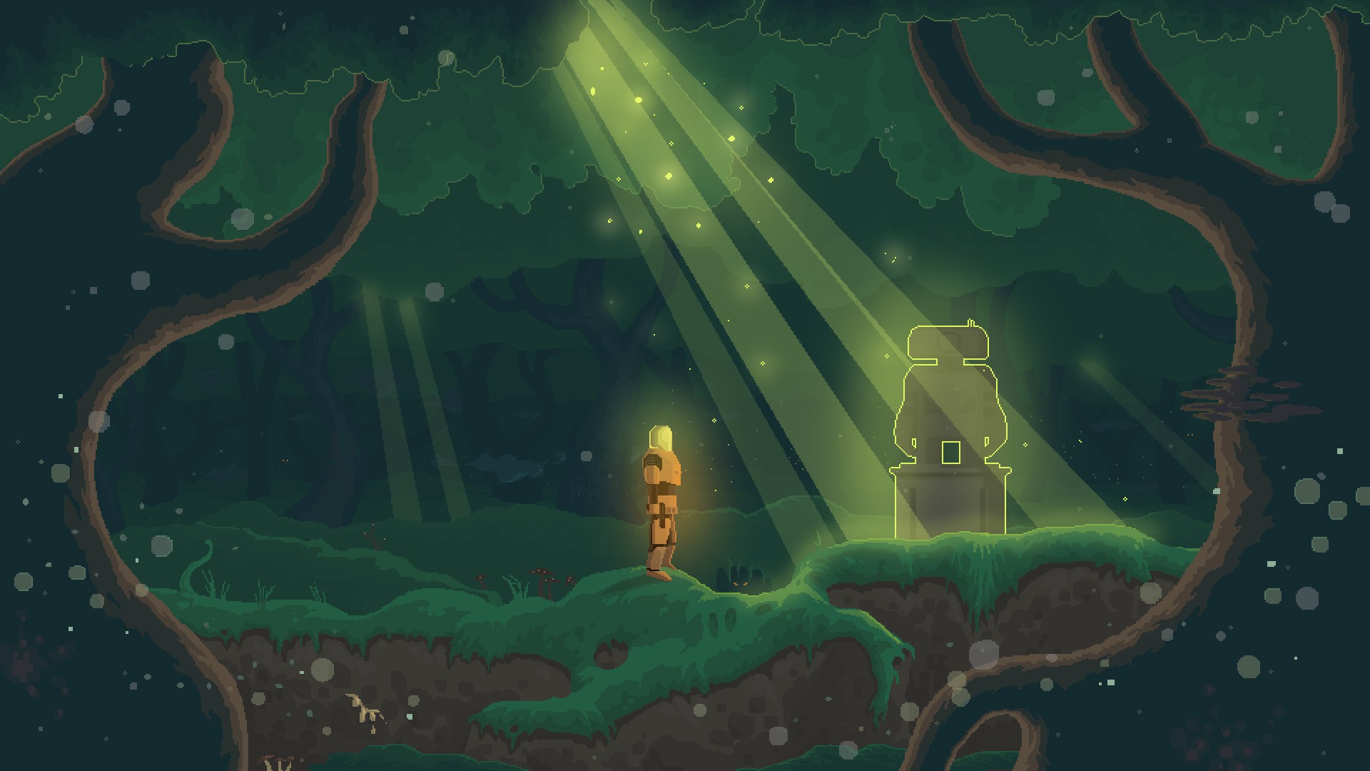 Wallpaper / pixel art, digital, forest free download