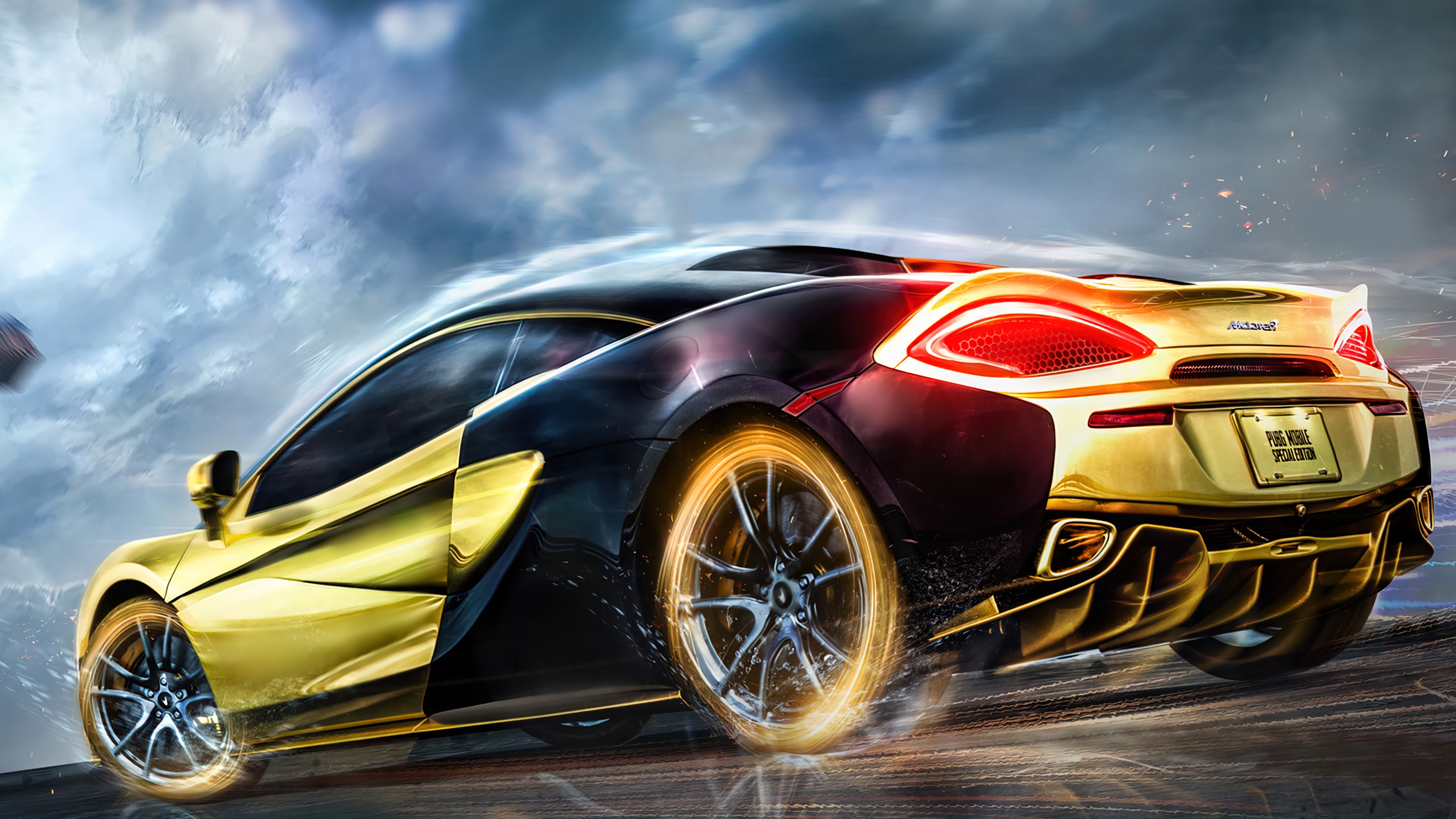 pubg, mobile, gold, mclaren, sports, car, 4k, pc Gallery HD Wallpaper
