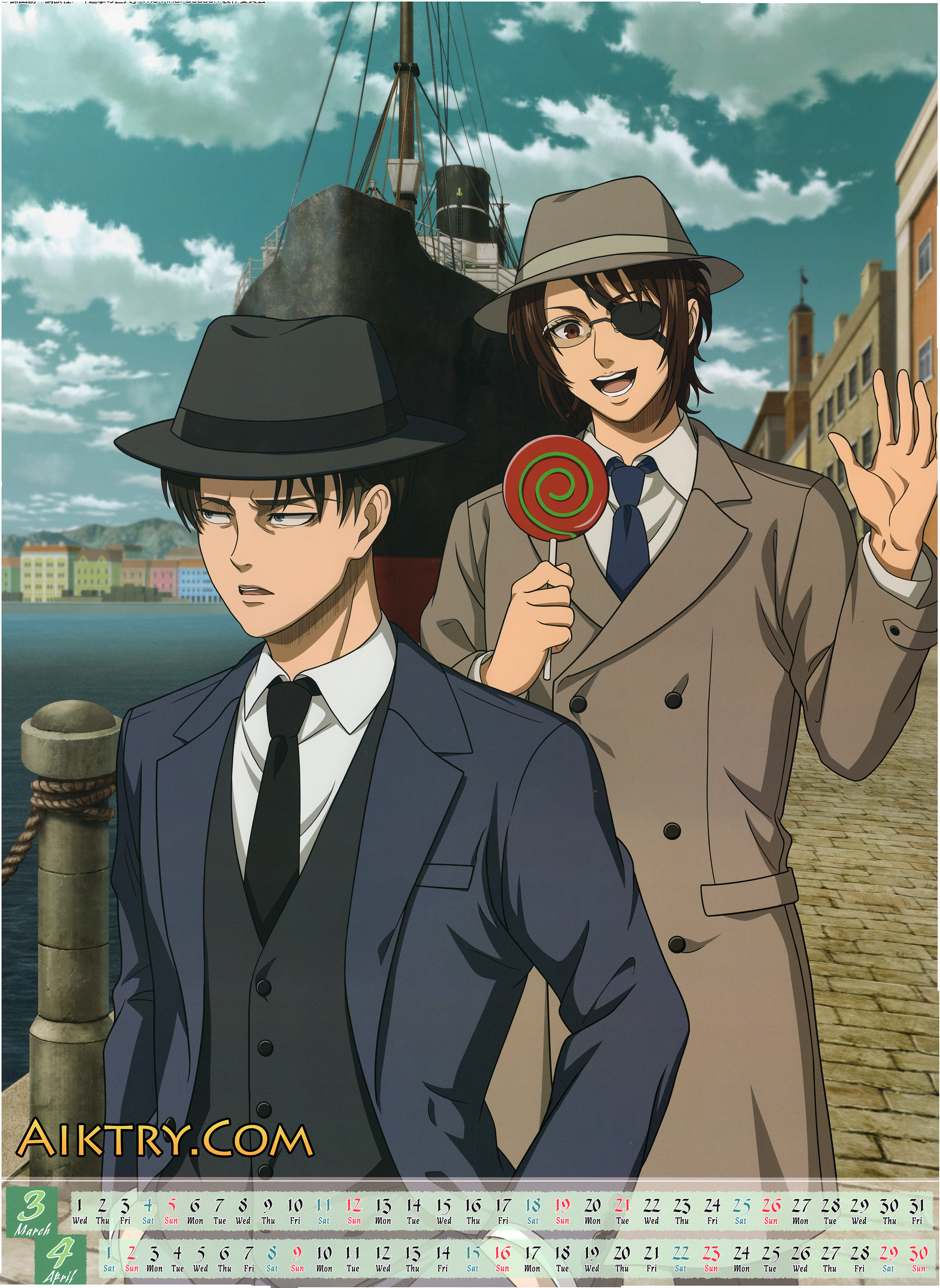 03 04 Suit Levi And Hange With Lollypop (Attack On Titan 2023 Calendar)