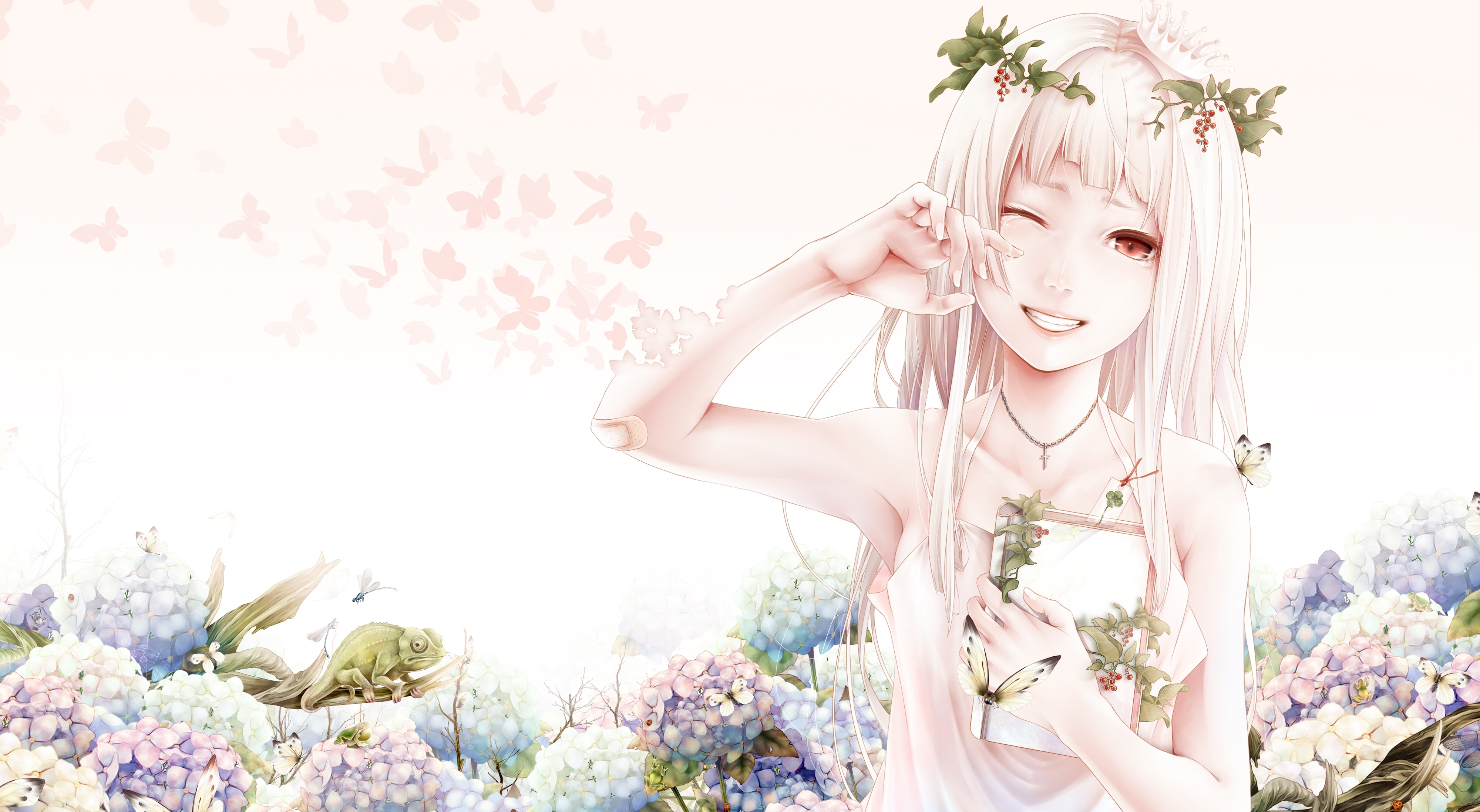 Wallpaper, illustration, flowers, anime, spring, romance, ART, flower, girl, bride, bouno satoshi 4000x2196
