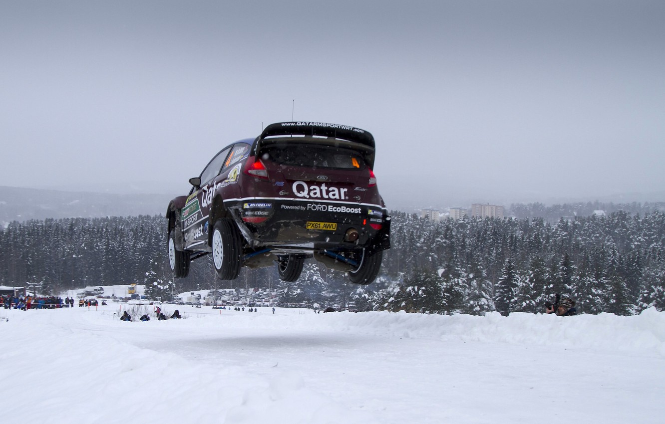 Wallpaper ford, Sweden, rally, jump, wrc, snow, fiesta, 2013, M. Ostberg image for desktop, section спорт