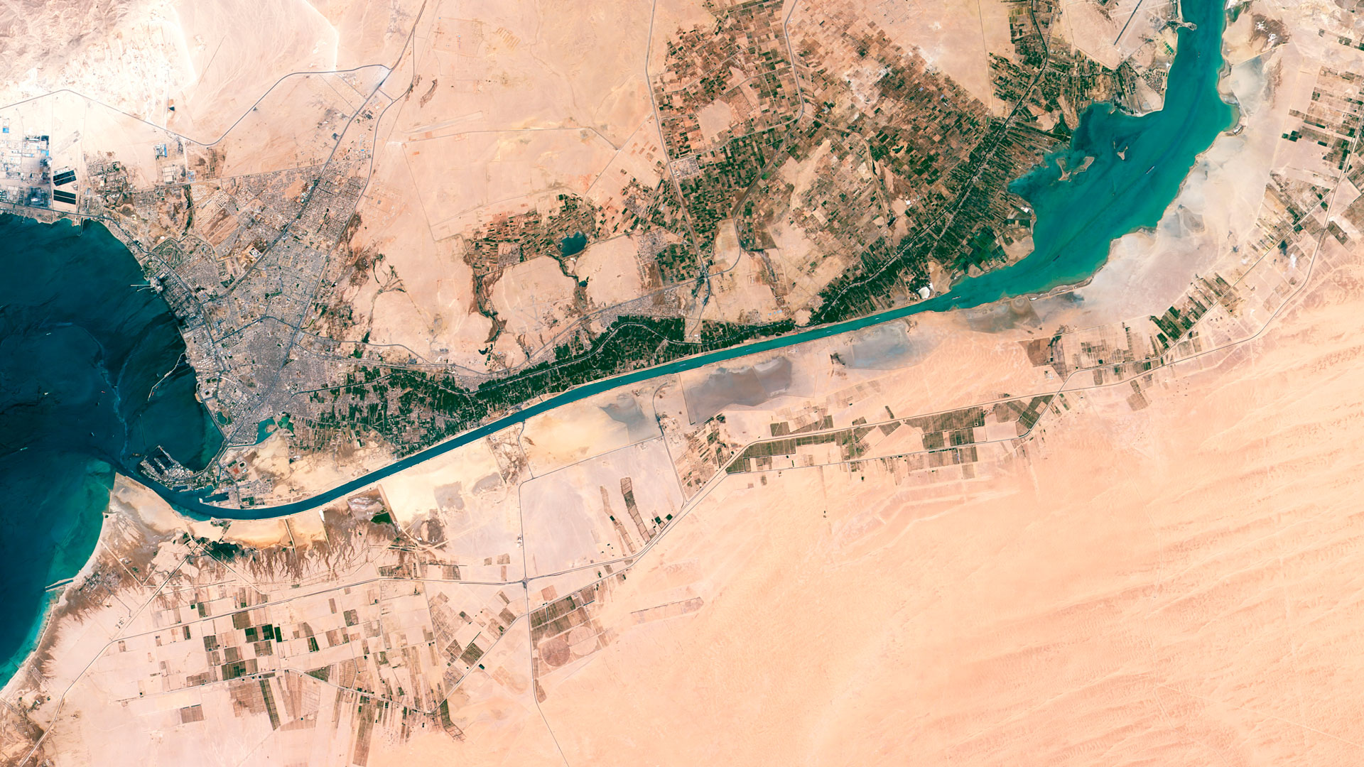 Suez Canal, Egypt (satellite view)