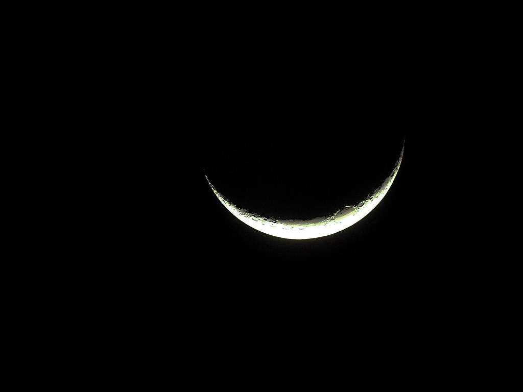 Crescent Moon. Waxing Crescent moon with 8% illumination. T