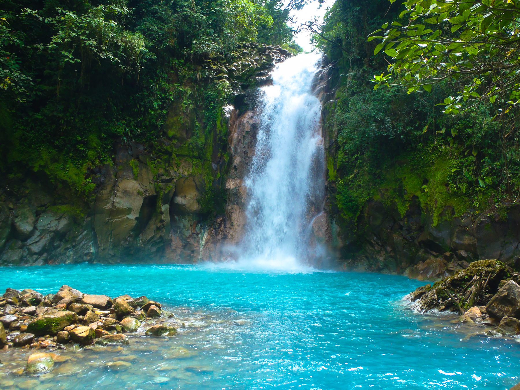 Natural Wonders in Costa Rica Celeste (Celeste River) Choza Inn & Off Site Thermal Resort- La Fortuna. San Carlos