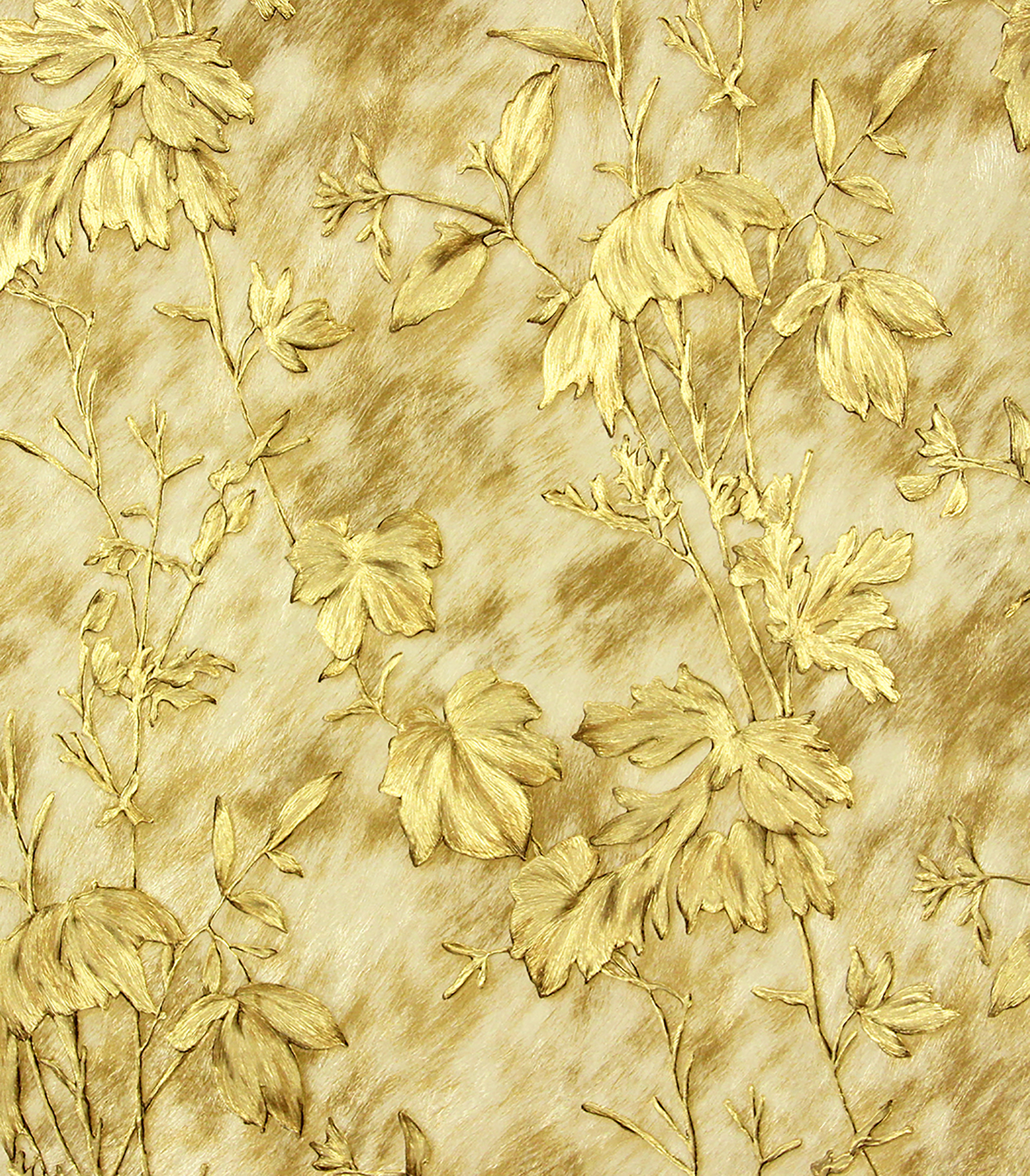 Brewster Portofino Gold Cow Leaves Wallpaper