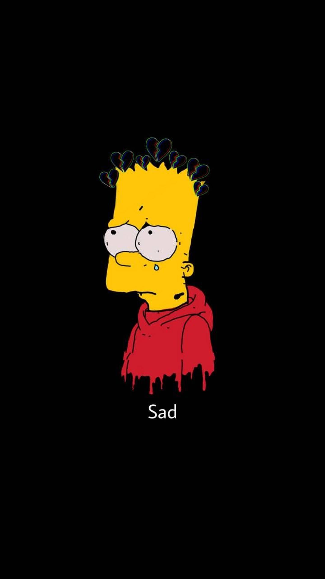 Download Sad Bart Simpsons Red Hoodie Wallpaper