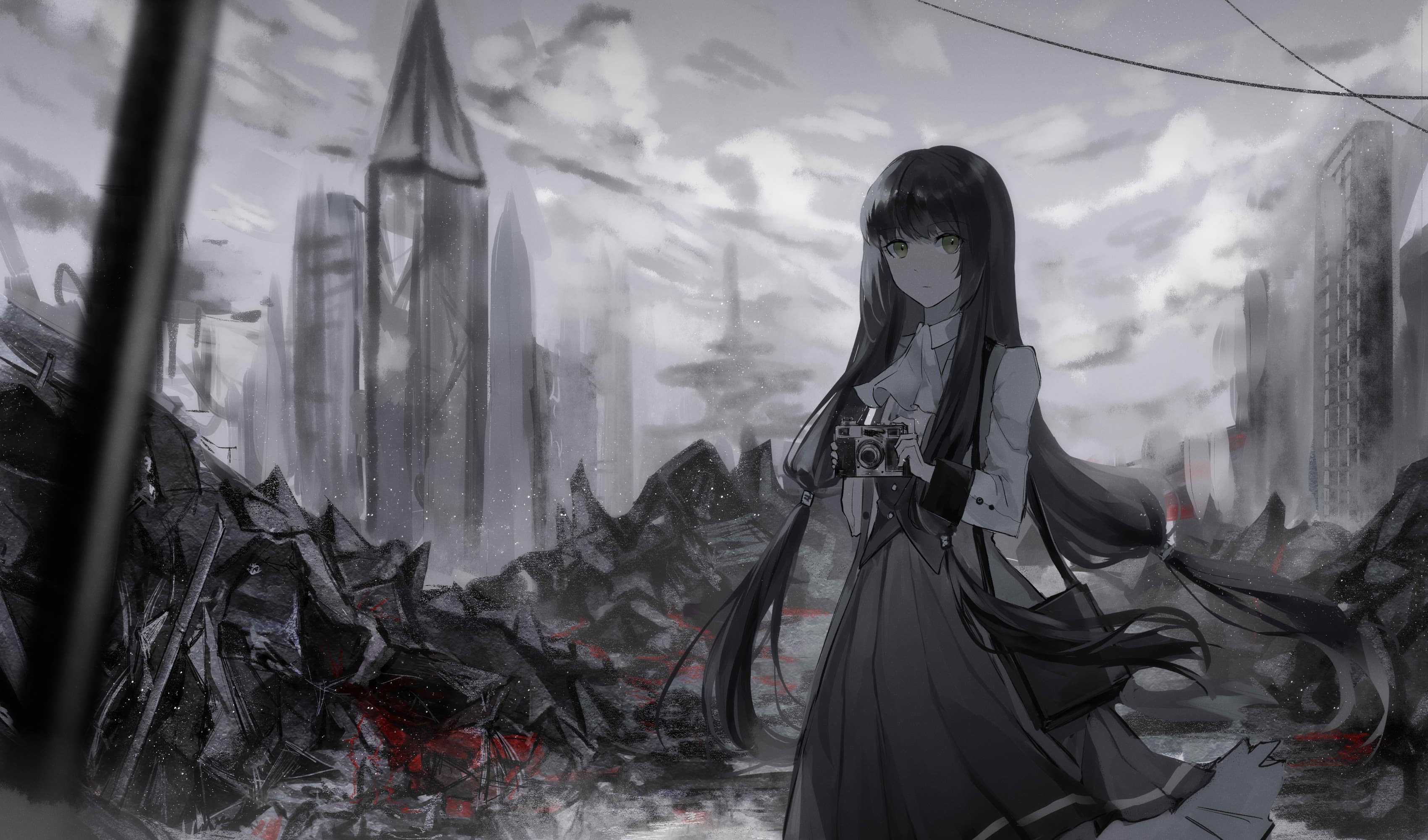 Anime post-apocalyptic, anime girl, ruins, back view, loli, stairs, Anime,  HD wallpaper | Peakpx