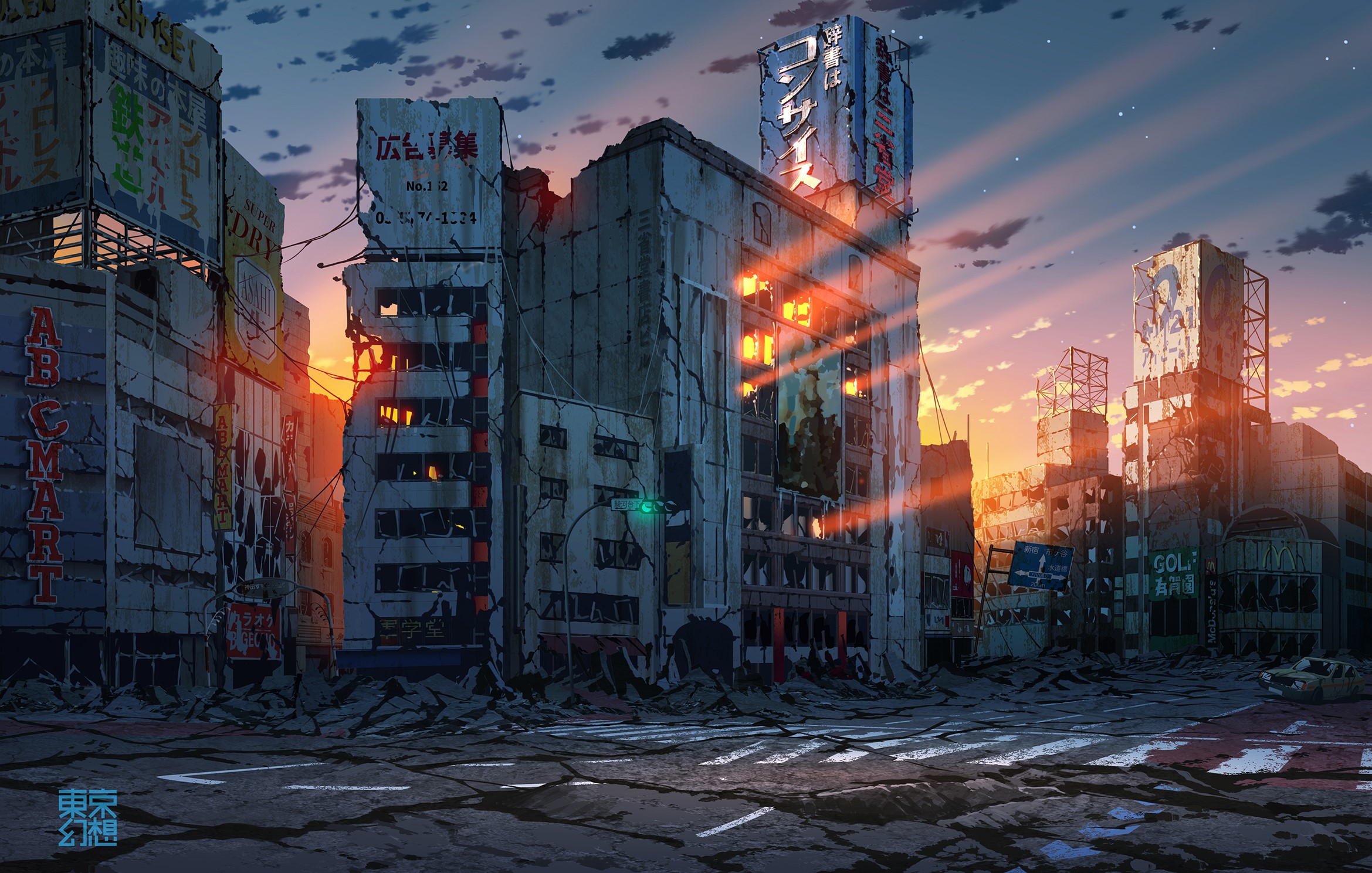 ruins, artwork, apocalyptic, digital art, 2D, anime Gallery HD Wallpaper