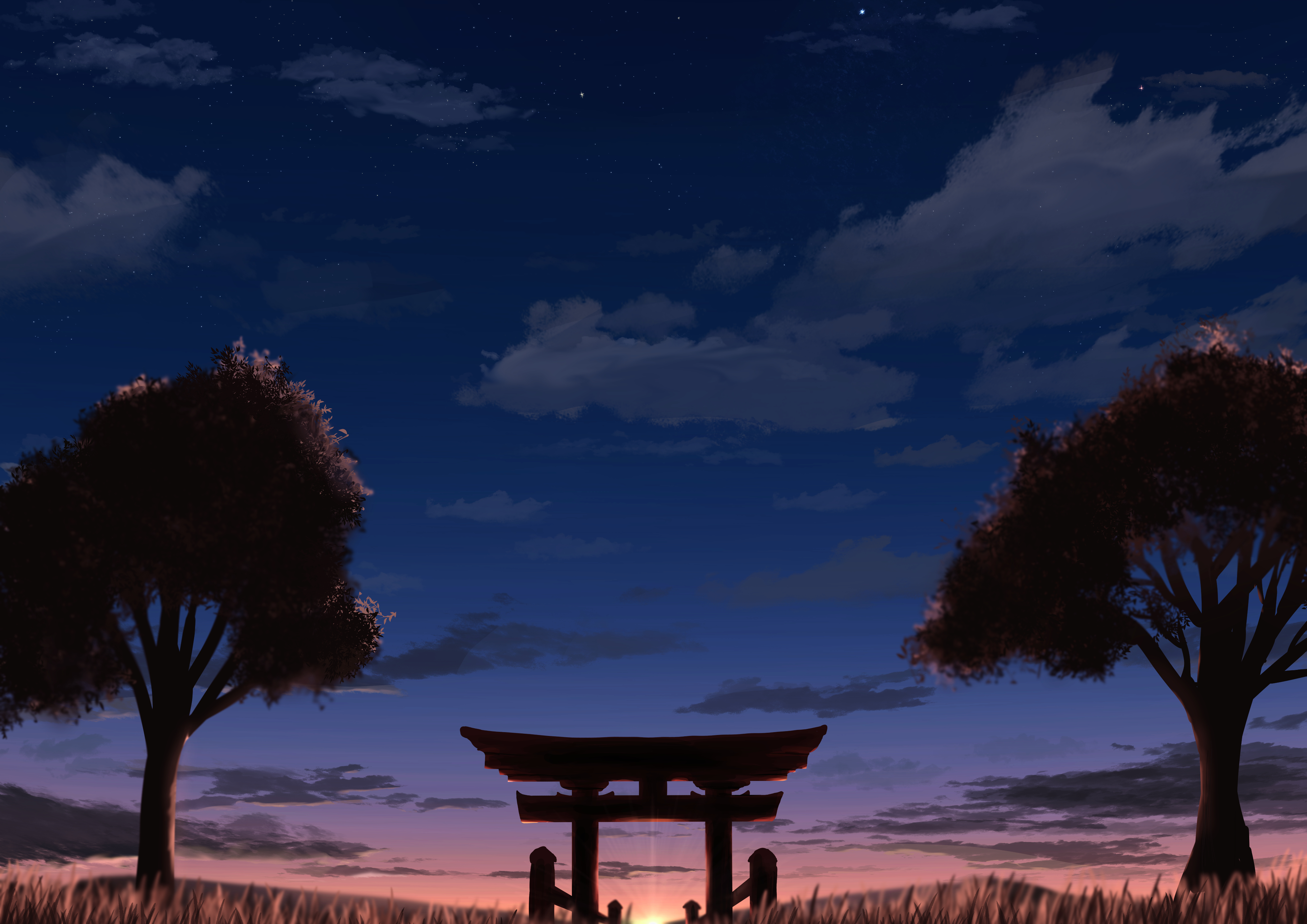 Artistic Sunset 4K, Torii, Cloud, Sky Gallery HD Wallpaper