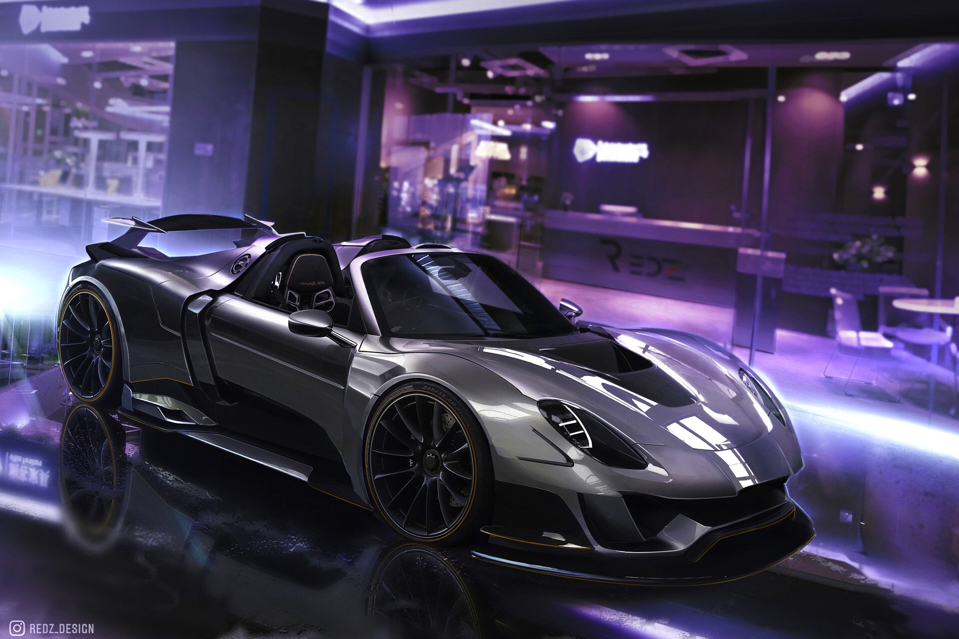 Wallpaper, car, digital art, vehicle, Porsche 918 Spyder 1920x1280