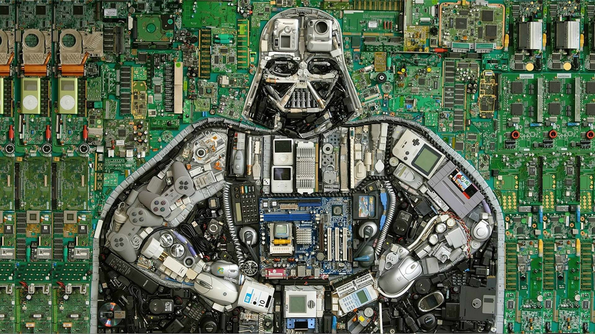 Darth Vader out of computer parts wallpaper wallpaper