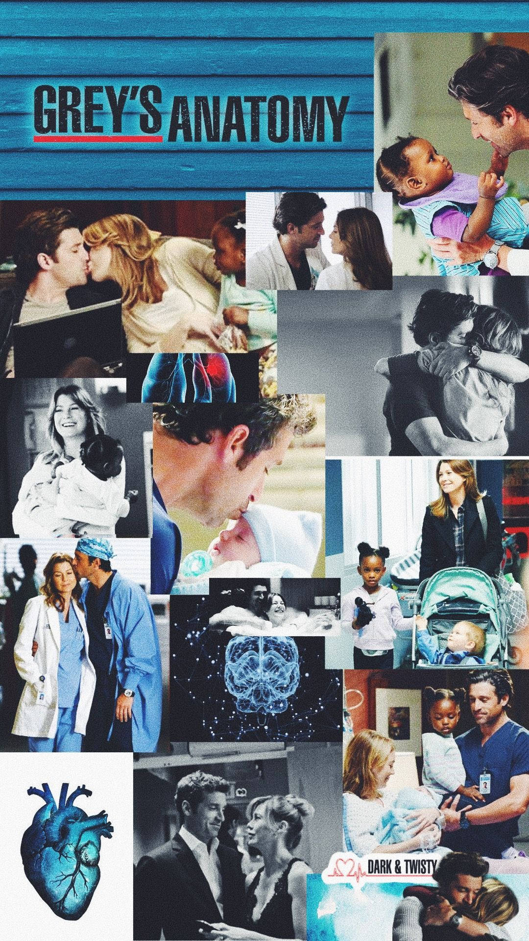 Download Grey's Anatomy Meredith And Derek Collage Wallpaper