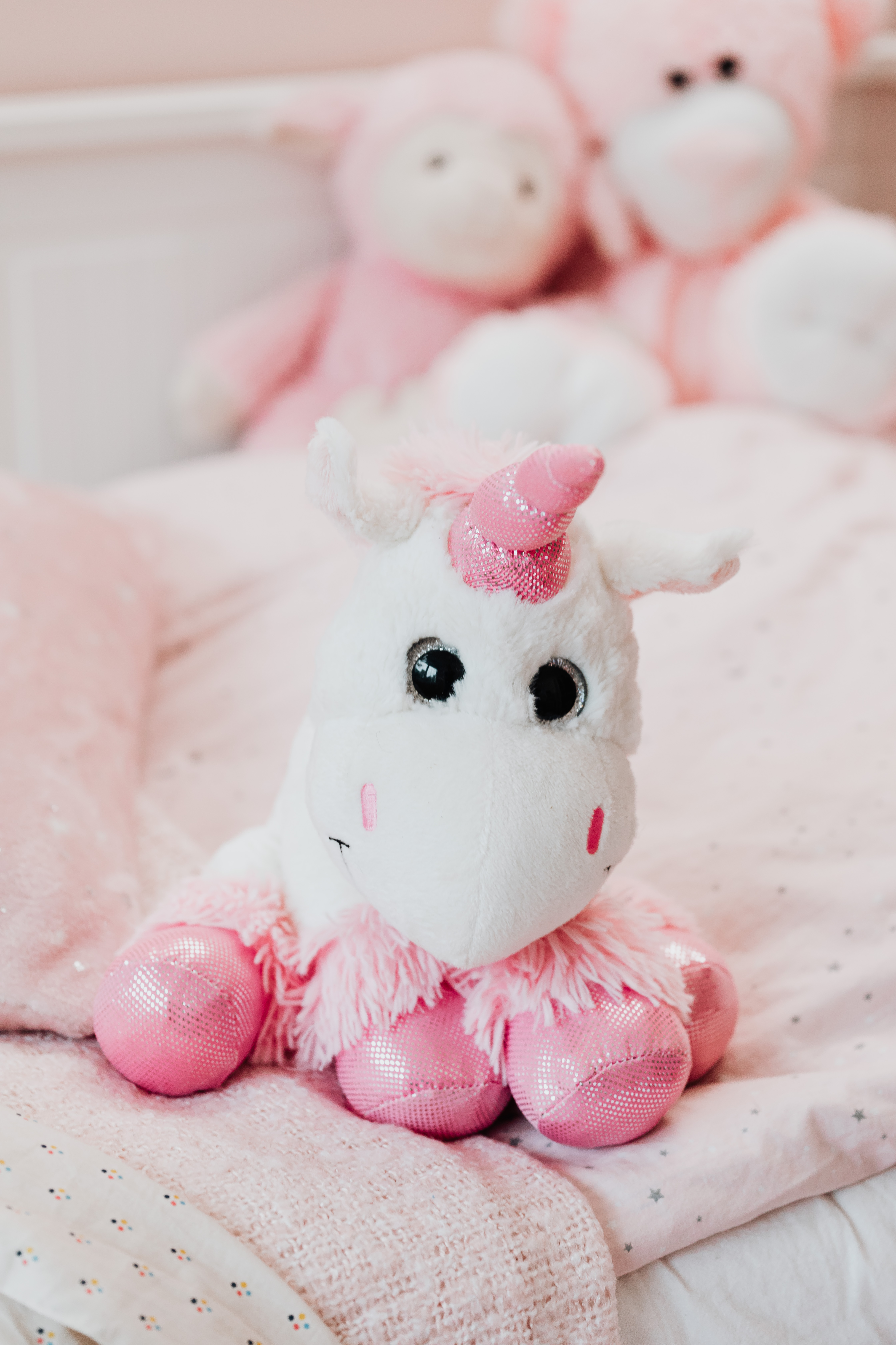 White and Pink Unicorn Plush Toy · Free