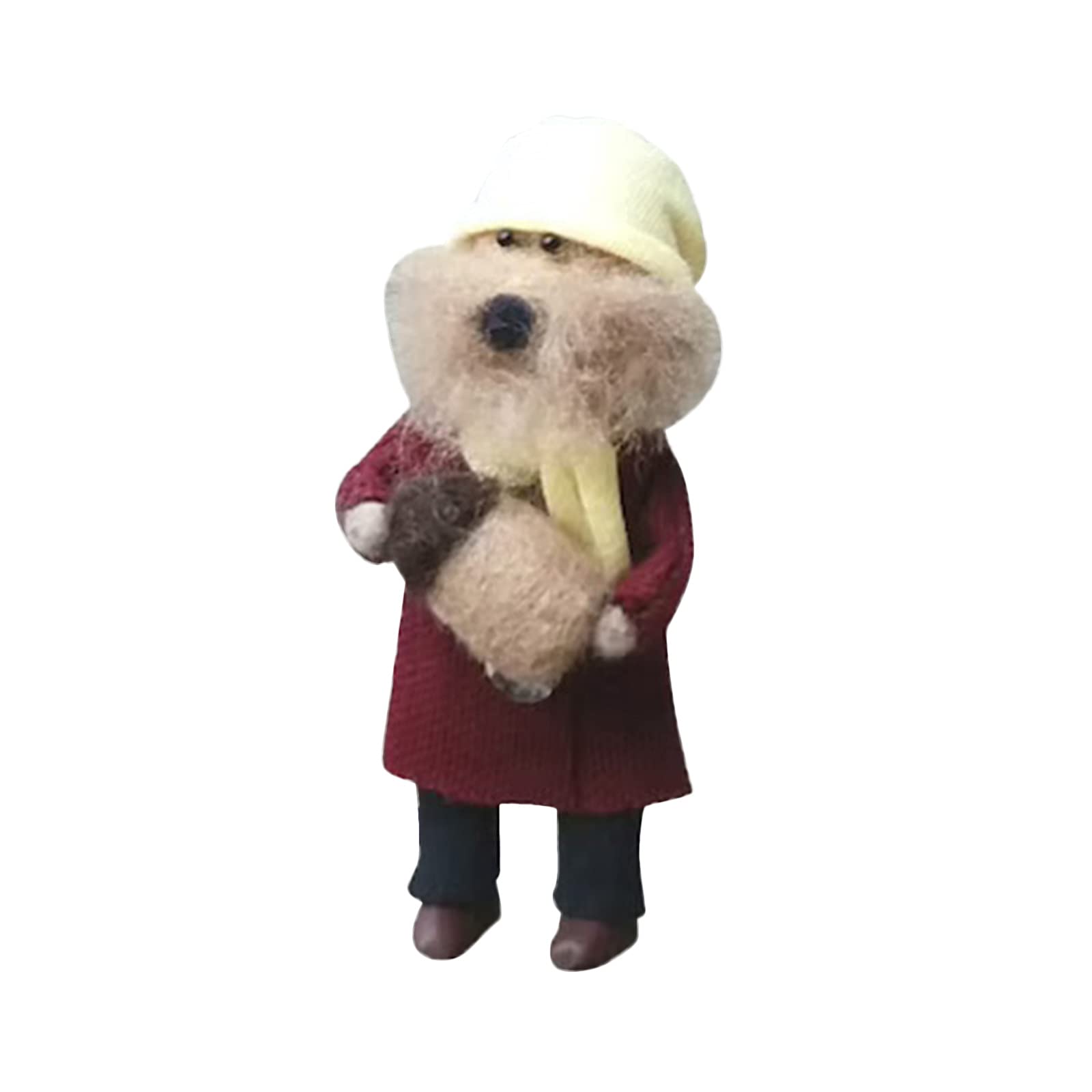 Christmas Decoration Jug Band Organic Art Doll, Otter Emmet Resin Miniature Figurines, Simulation Wool Needle Felting