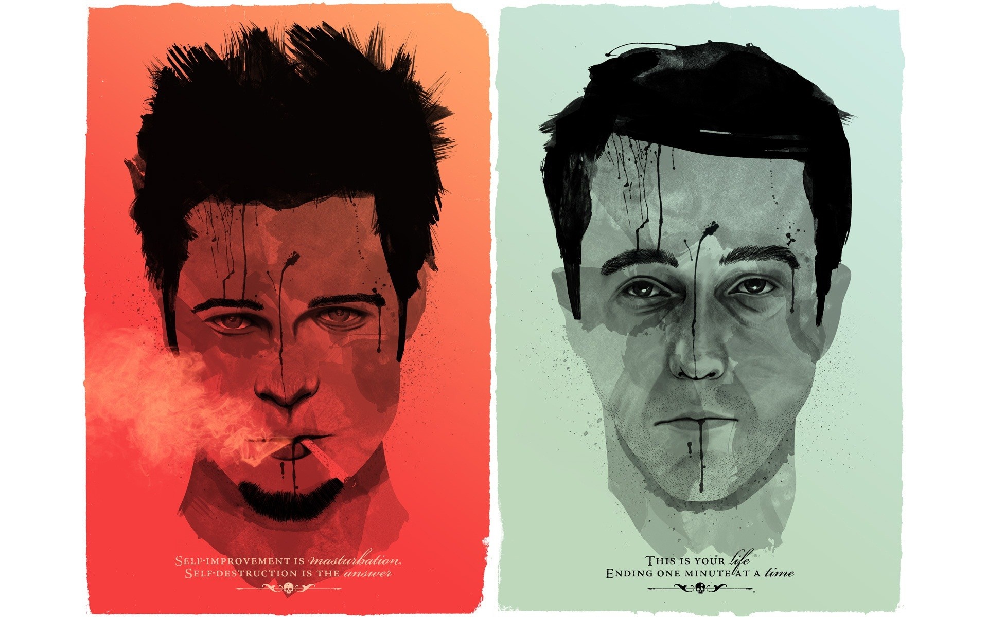 face, drawing, illustration, poster, Fight Club, head, ART, sketch, album cover Gallery HD Wallpaper