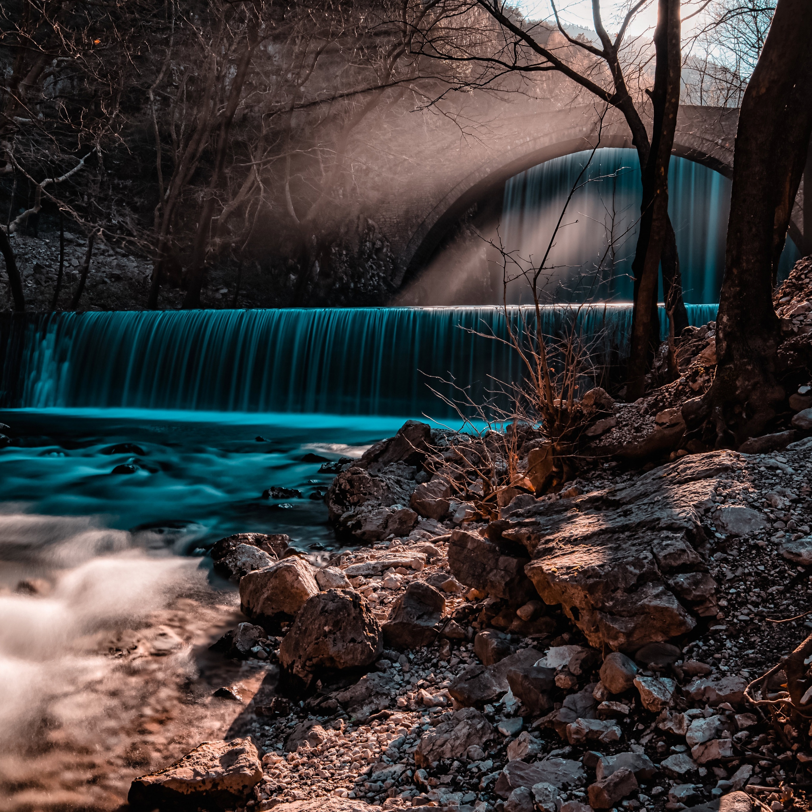 Waterfall Wallpaper 4K, Forest, Autumn, Fall, Nature
