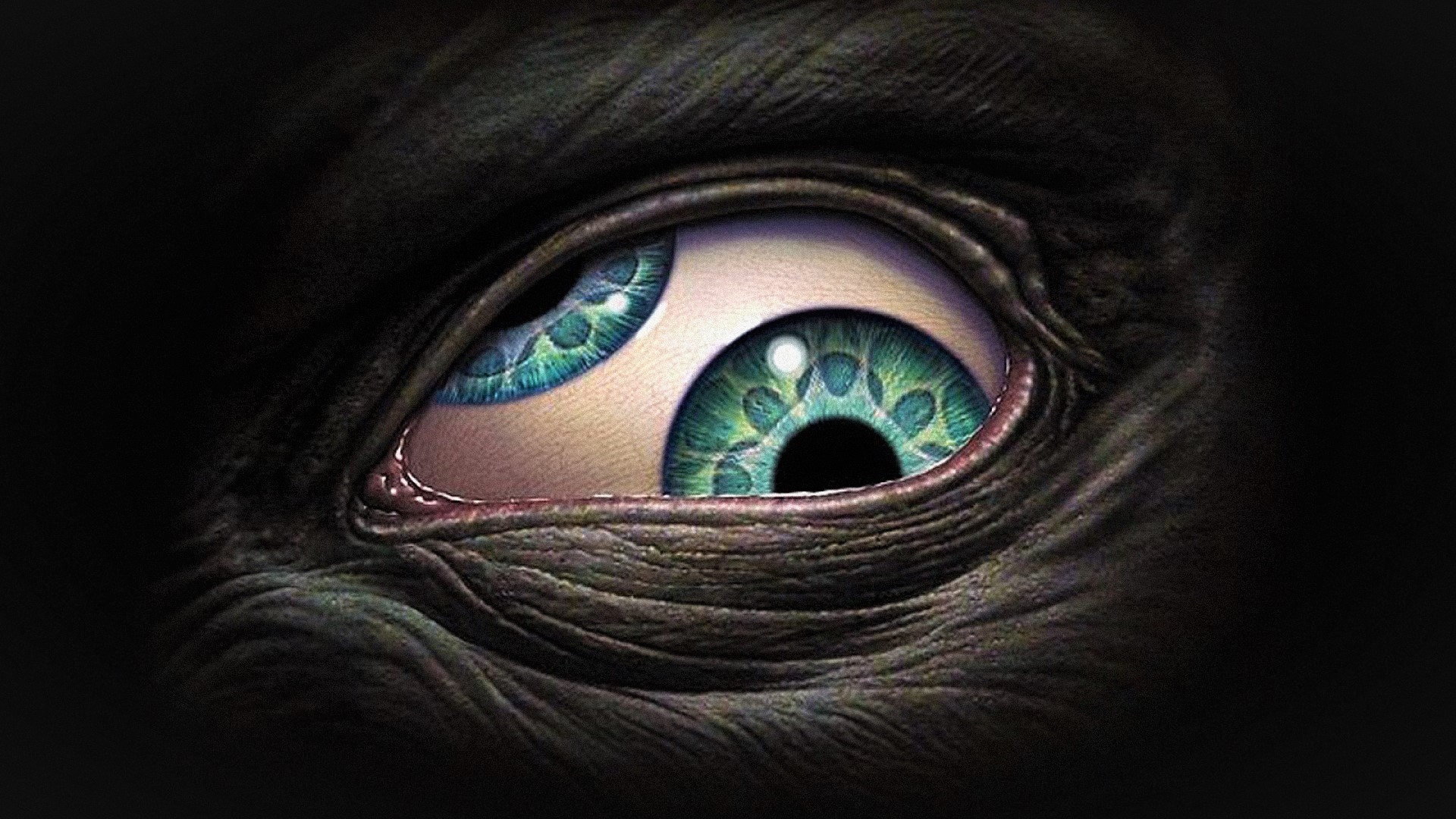 Close Up Creepy Dark Eye Fantasy Monster Scary Wallpaperx1080