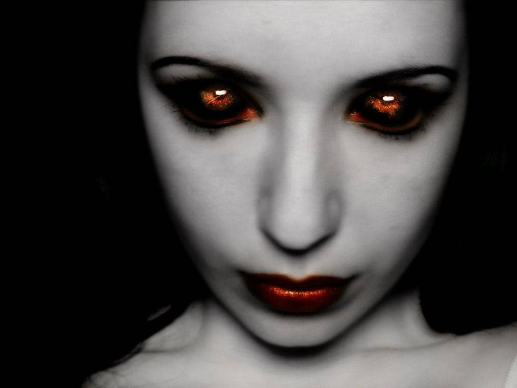 Download Scary Face Dark Red Eyes Lips Wallpaper