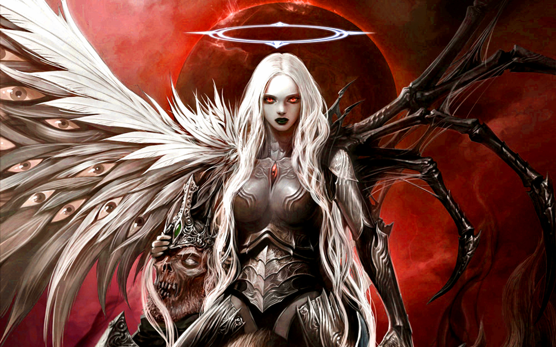 demon, skull, Angel, dark, fantasy Gallery HD Wallpaper