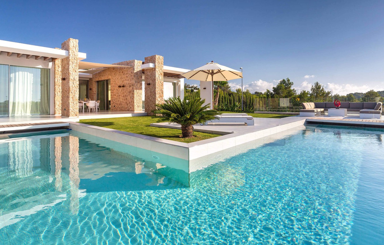 Wallpaper the city, Villa, pool, House in Ibiza image for desktop, section город