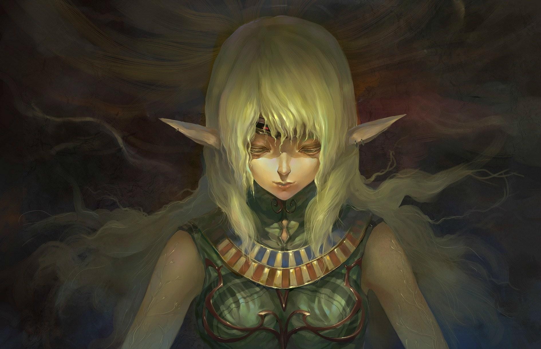 Download wallpaper 1890x1220 girl, elf, hair, meditation HD background