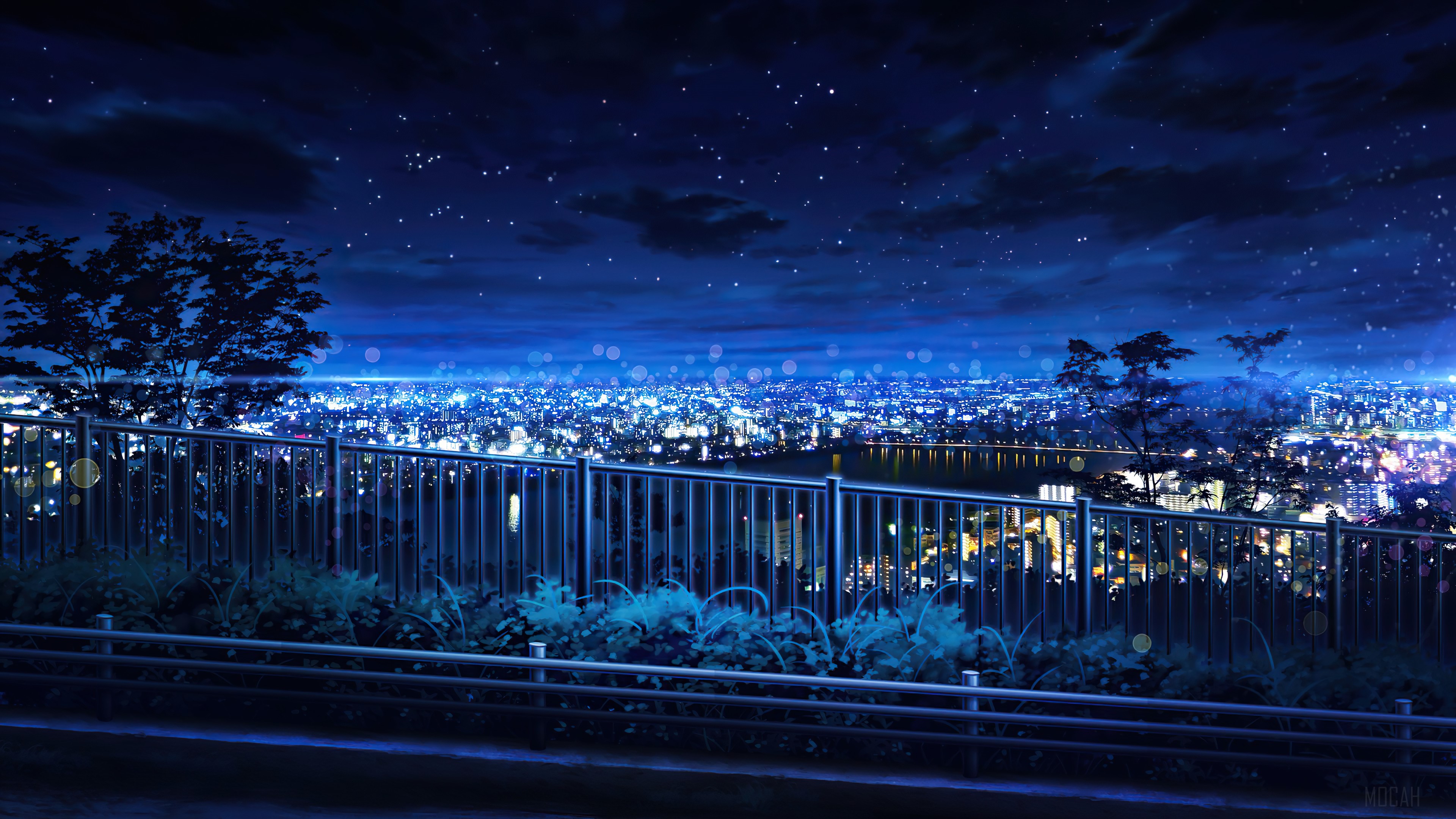 Night, Sky, City, Anime, Scenery 4k Gallery HD Wallpaper