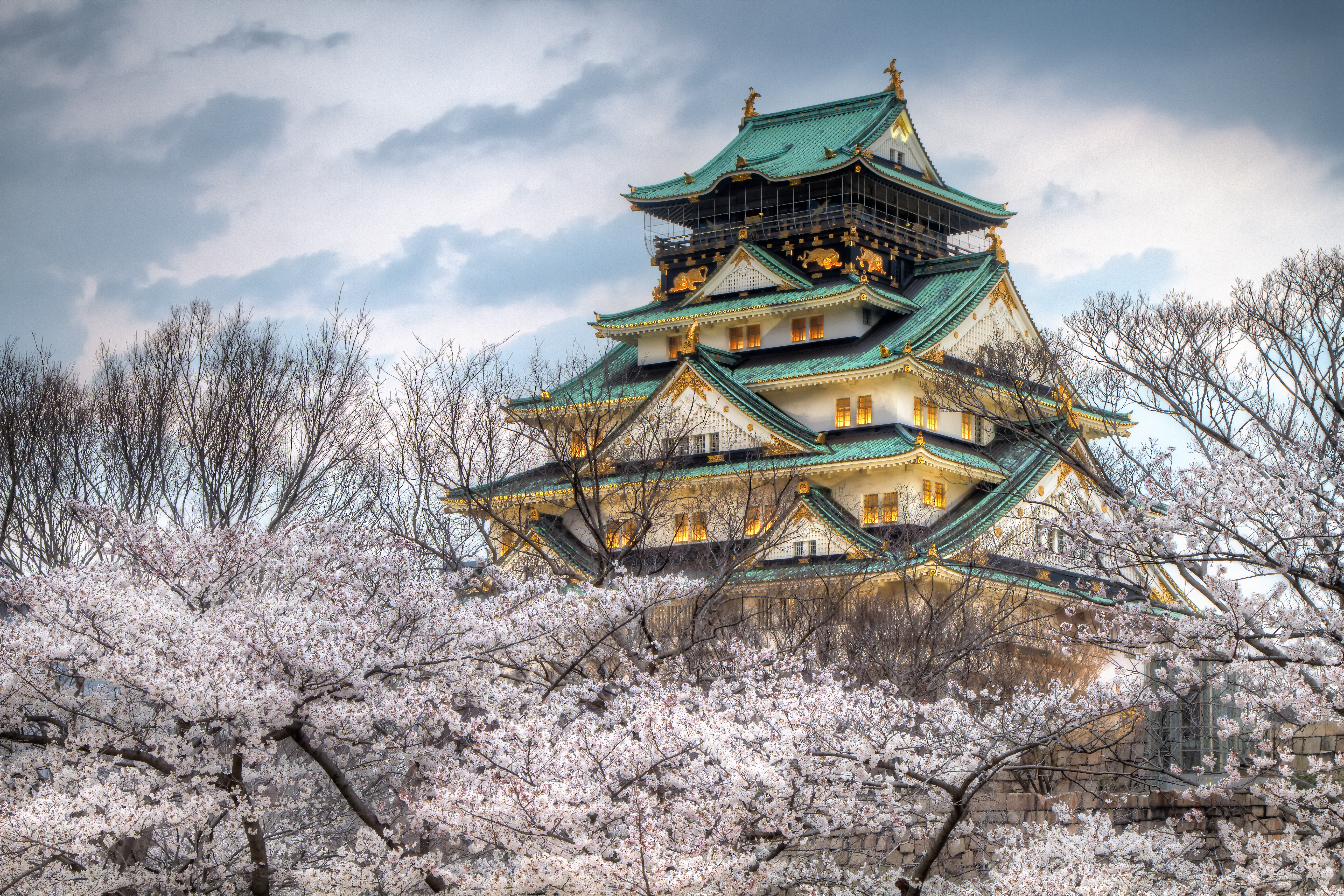HD desktop wallpaper: Architecture, Castles, Sakura, Japan, Spring, Osaka, Man Made, Osaka Castle download free picture