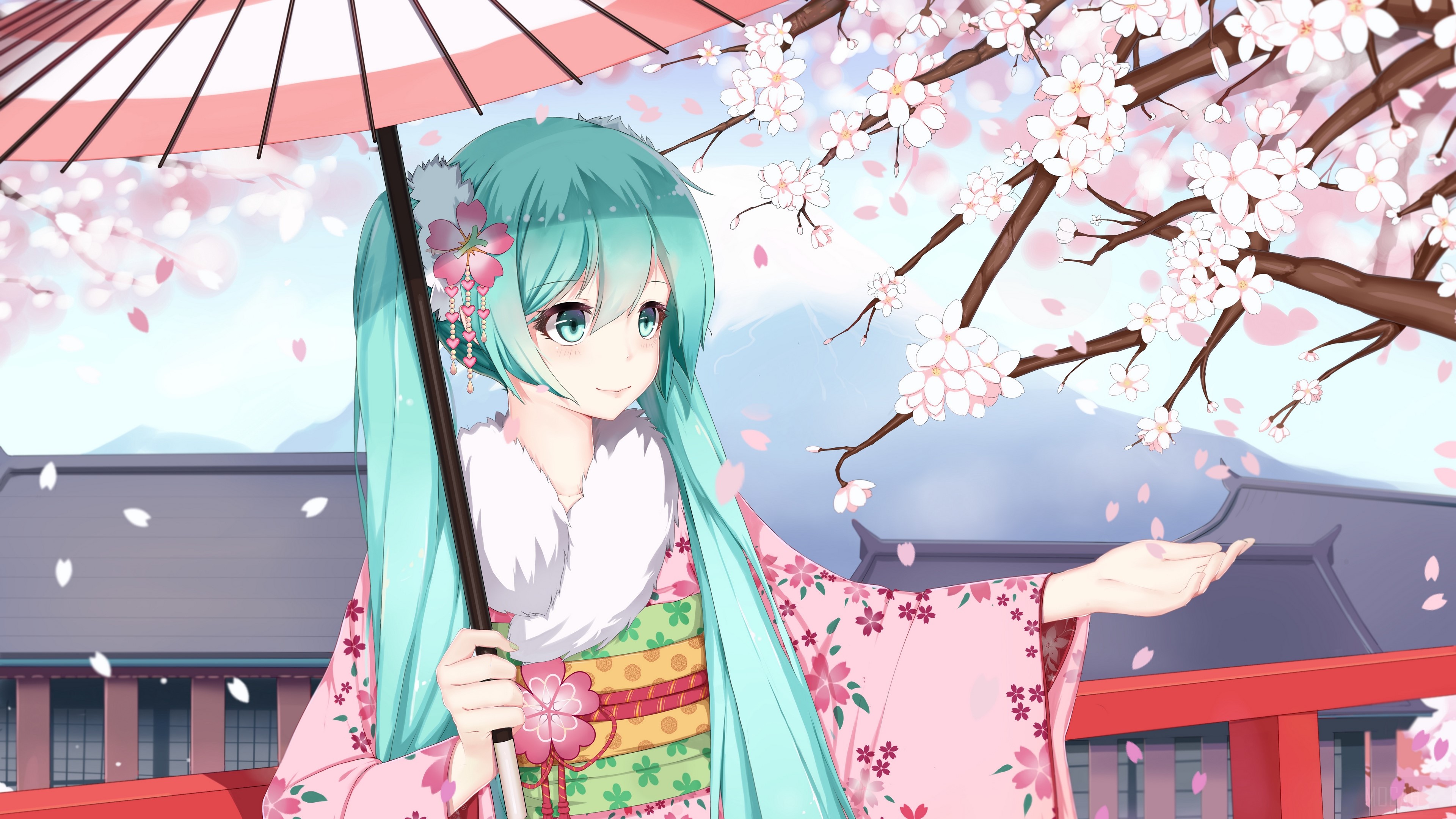 sugar sound, vocaloid, hatsune miku, girl, anime, kimono, sakura 4k Gallery HD Wallpaper