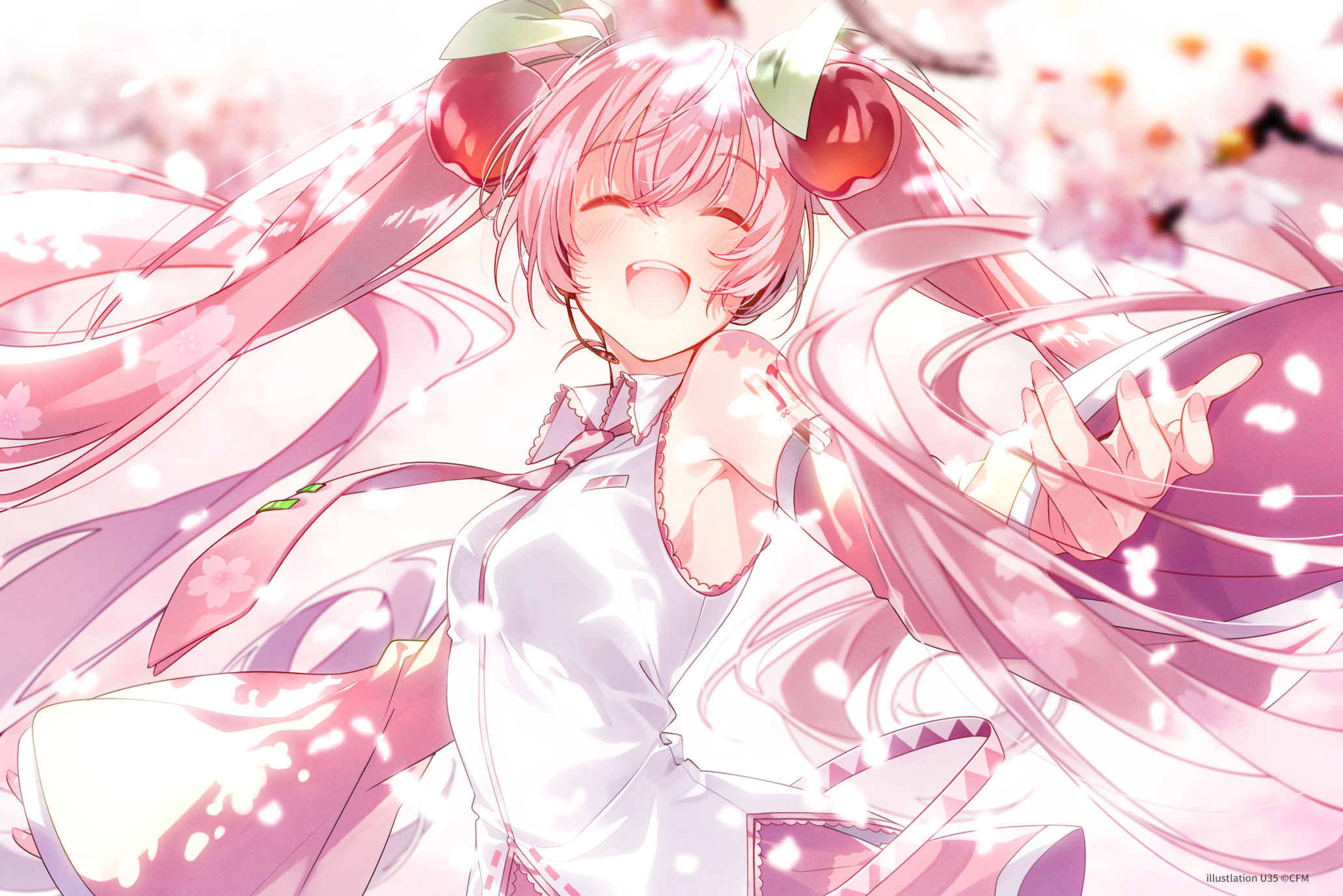 cherry food fruit hatsune miku long hair sakura miku twintails u35 vocaloid. konachan.com.com Anime Wallpaper