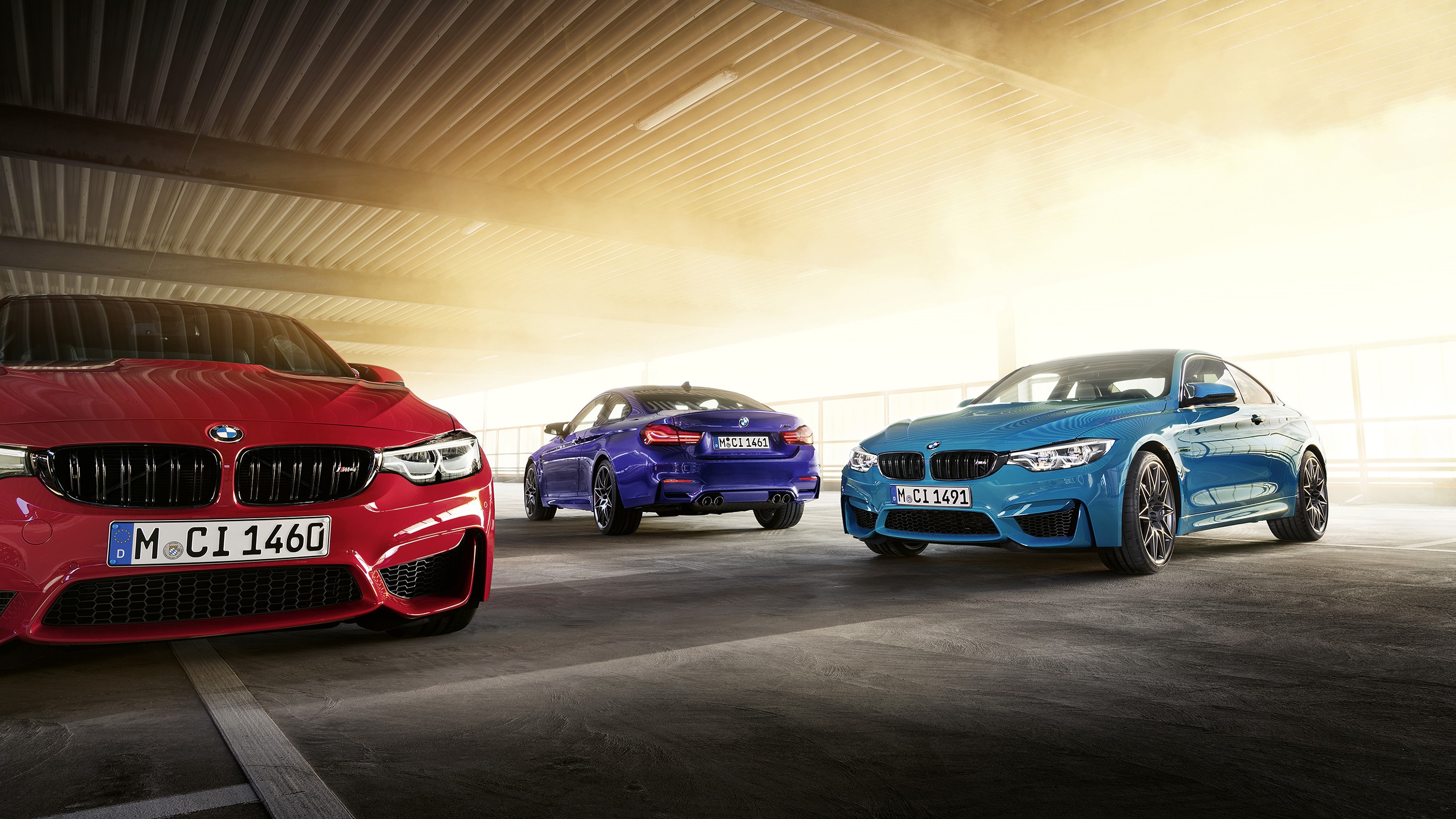 purple, red, BMW, light blue, car, group of cars Gallery HD Wallpaper