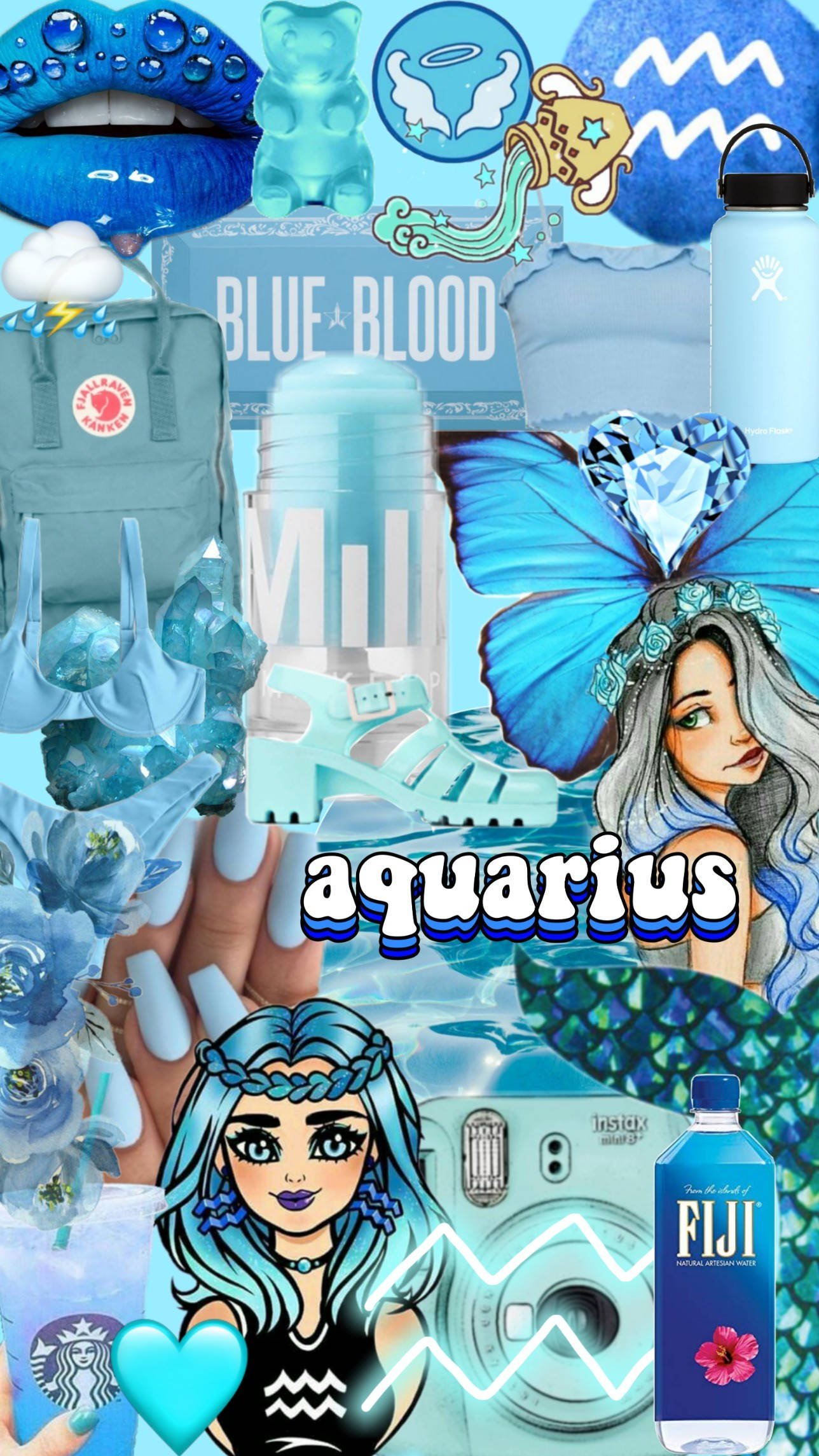 Download Cute Aquarius Blue Girl Wallpaper